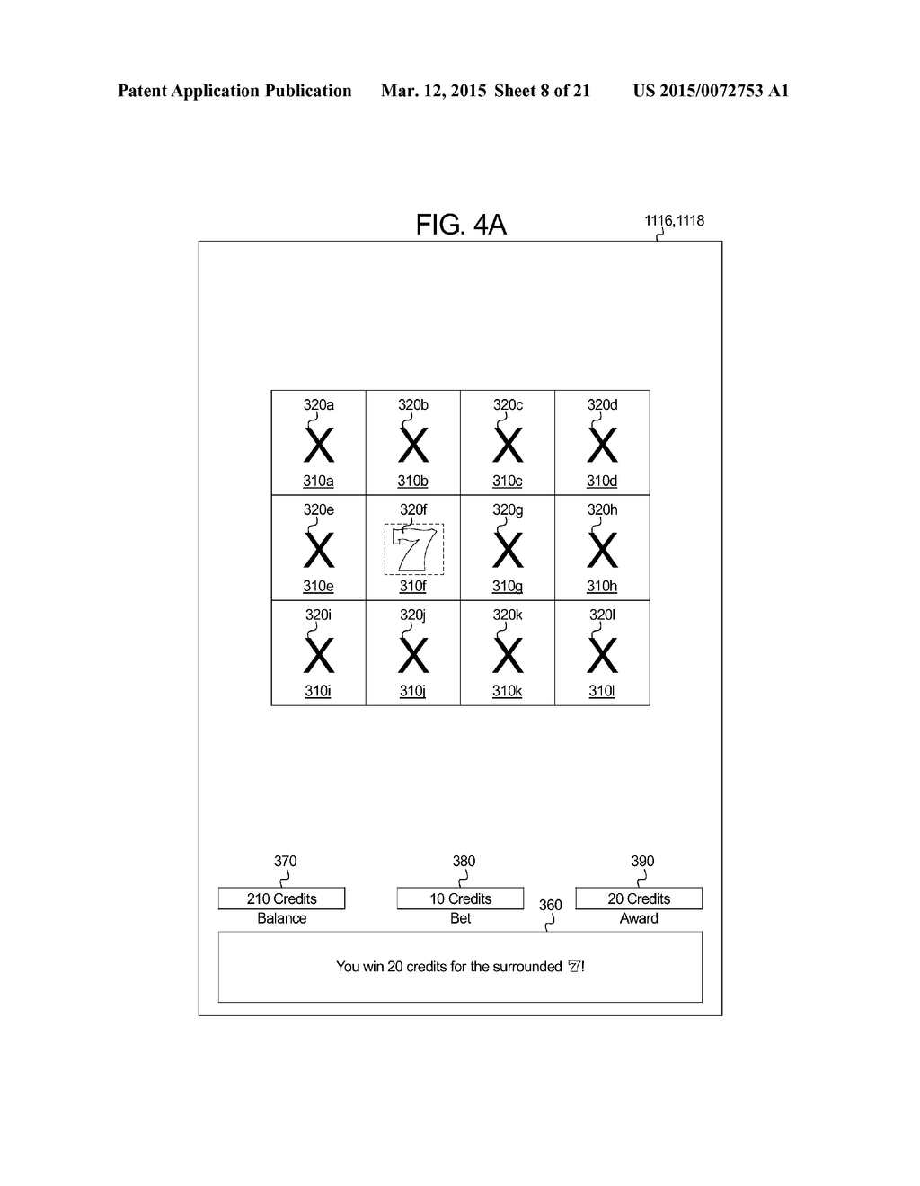 GAMING SYSTEM AND METHOD PROVIDING A SLOT GAME HAVING A SURROUNDED SYMBOL     AWARD EVALUATION - diagram, schematic, and image 09