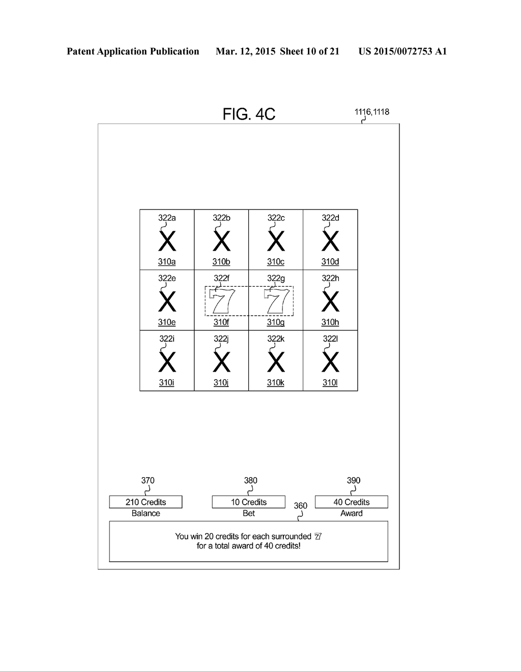 GAMING SYSTEM AND METHOD PROVIDING A SLOT GAME HAVING A SURROUNDED SYMBOL     AWARD EVALUATION - diagram, schematic, and image 11