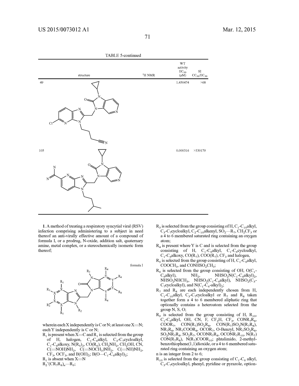 AZABENZIMIDAZOLES AS RESPIRATORY SYNCYTIAL VIRUS ANTIVIRAL AGENTS - diagram, schematic, and image 72