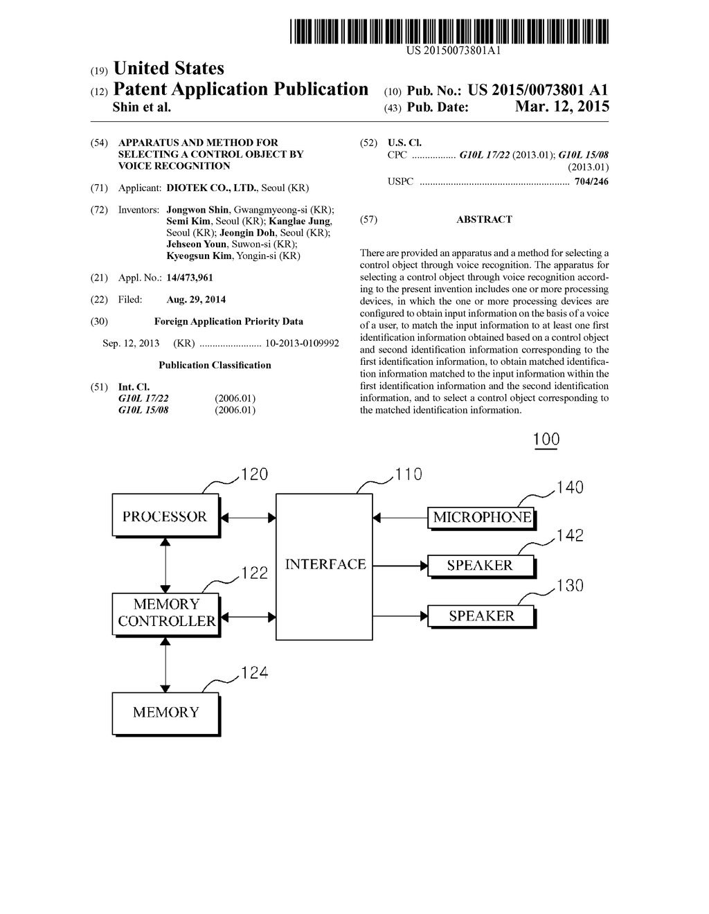 APPARATUS AND METHOD FOR SELECTING A CONTROL OBJECT BY VOICE RECOGNITION - diagram, schematic, and image 01