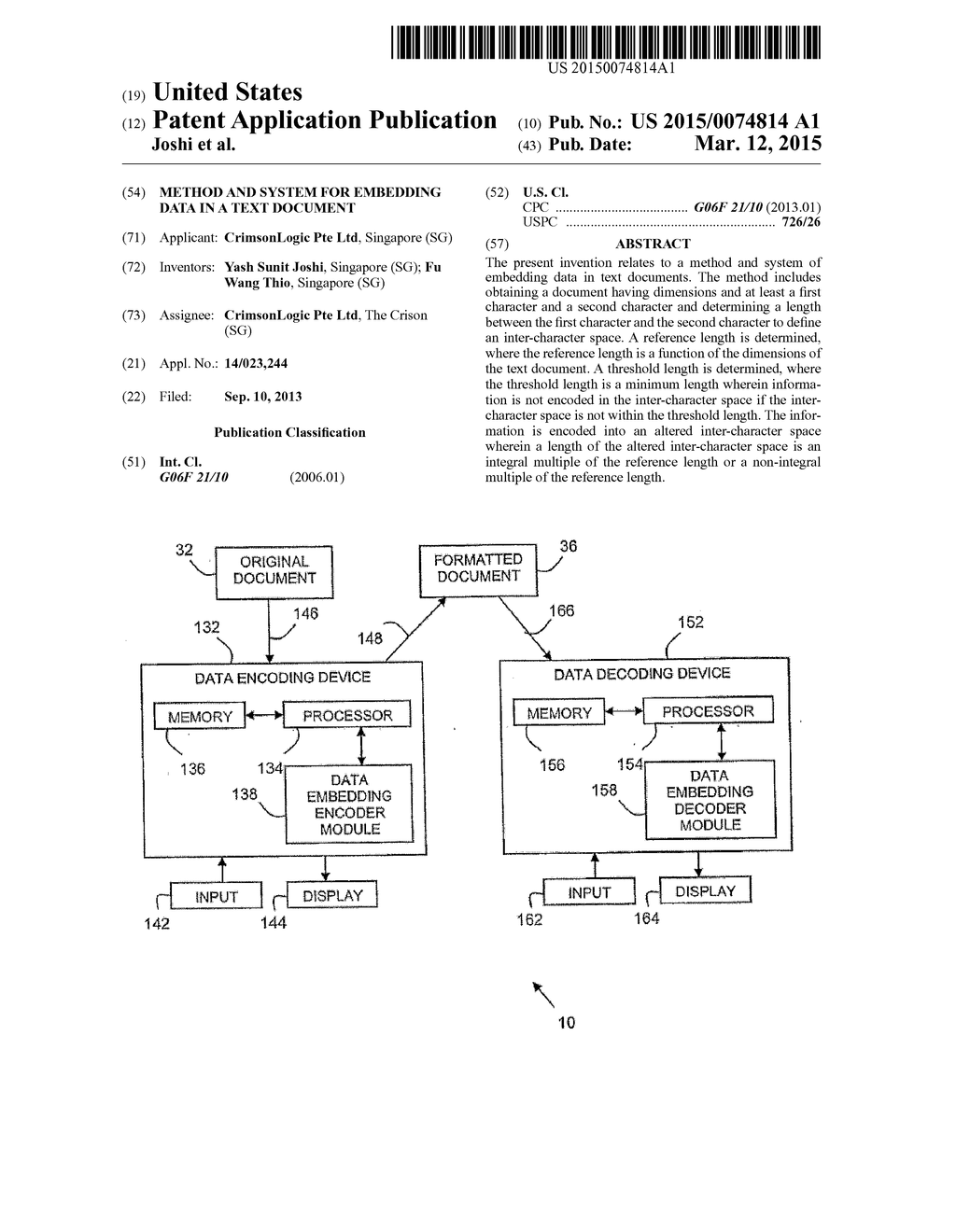 METHOD AND SYSTEM FOR EMBEDDING DATA IN A TEXT DOCUMENT - diagram, schematic, and image 01