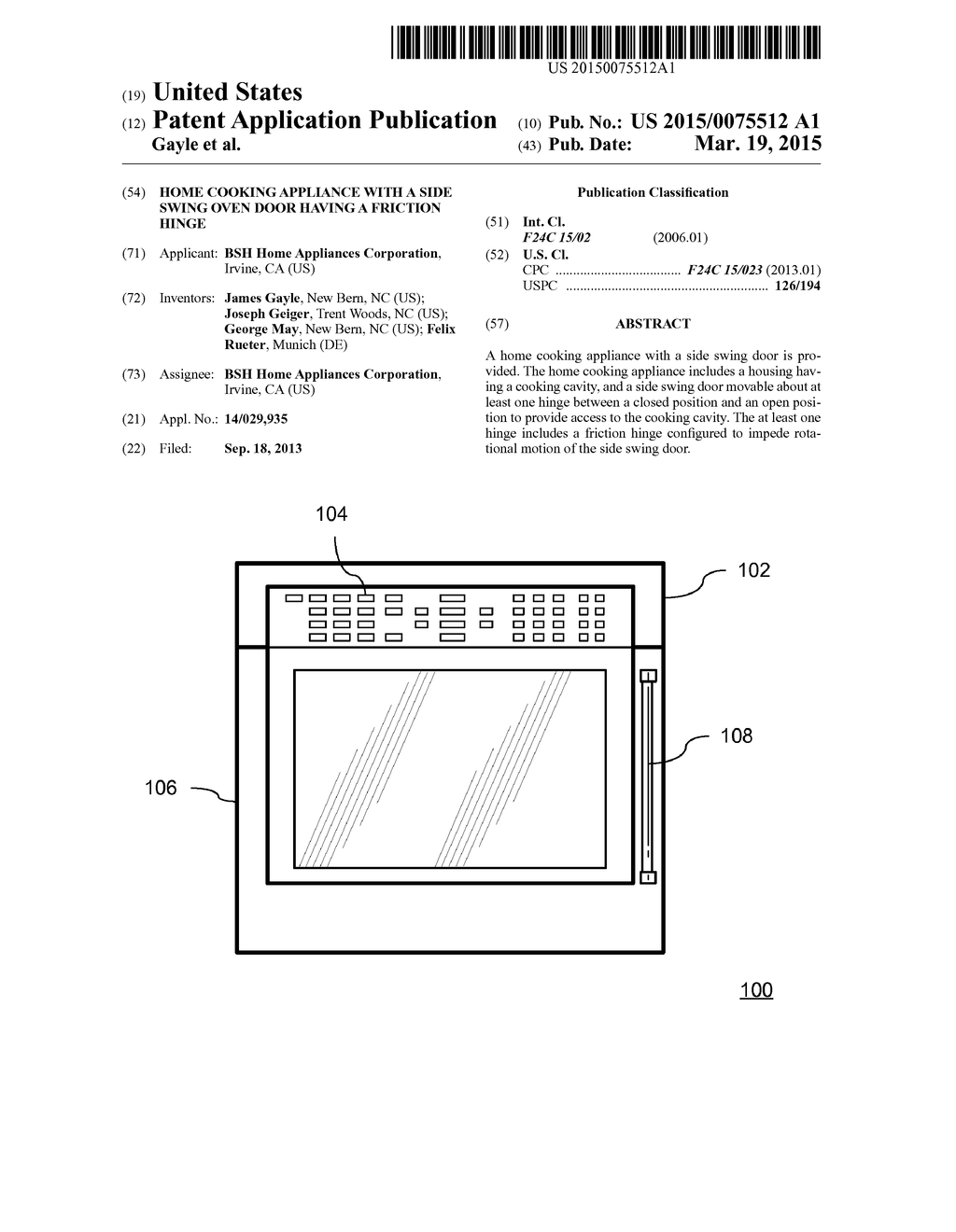 HOME COOKING APPLIANCE WITH A SIDE SWING OVEN DOOR HAVING A FRICTION HINGE - diagram, schematic, and image 01