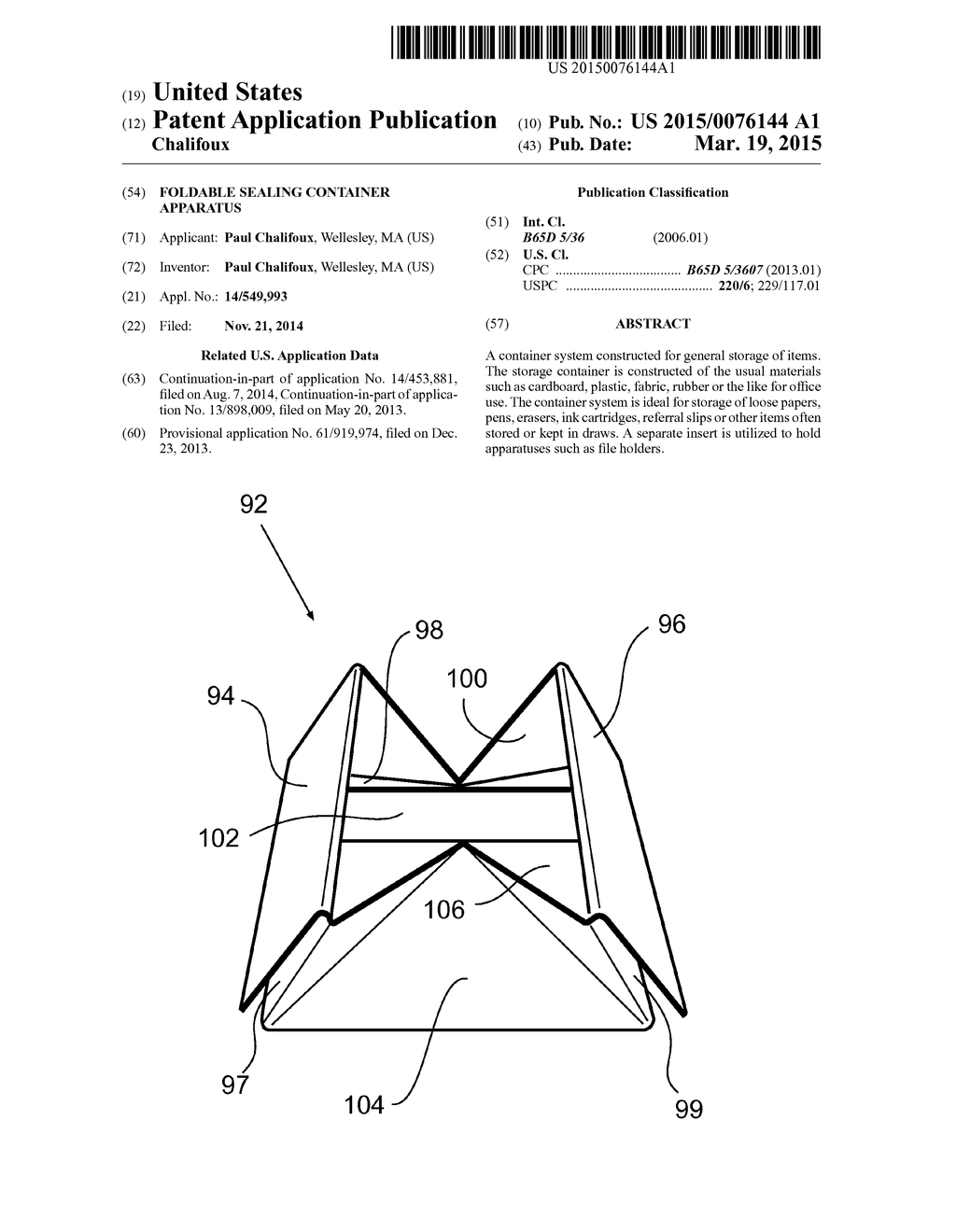 FOLDABLE SEALING CONTAINER APPARATUS - diagram, schematic, and image 01