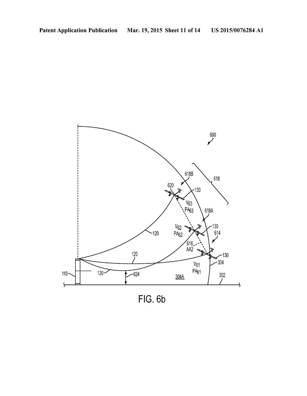 Methods and Systems for Transitioning an Aerial Vehicle Between Hover     Flight and Crosswind Flight - diagram, schematic, and image 12