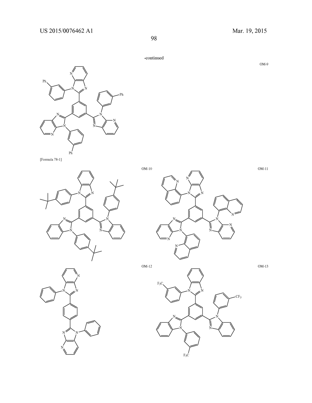 ORGANIC ELECTROLUMINESCENT ELEMENT, COMPOUND AND MATERIAL FOR ORGANIC     ELECTROLUMINESCENT ELEMENT, USED IN THE SAME, AND LIGHT EMITTING DEVICE,     DISPLAY DEVICE AND ILLUMINATION DEVICE, USING THE ELEMENT - diagram, schematic, and image 100