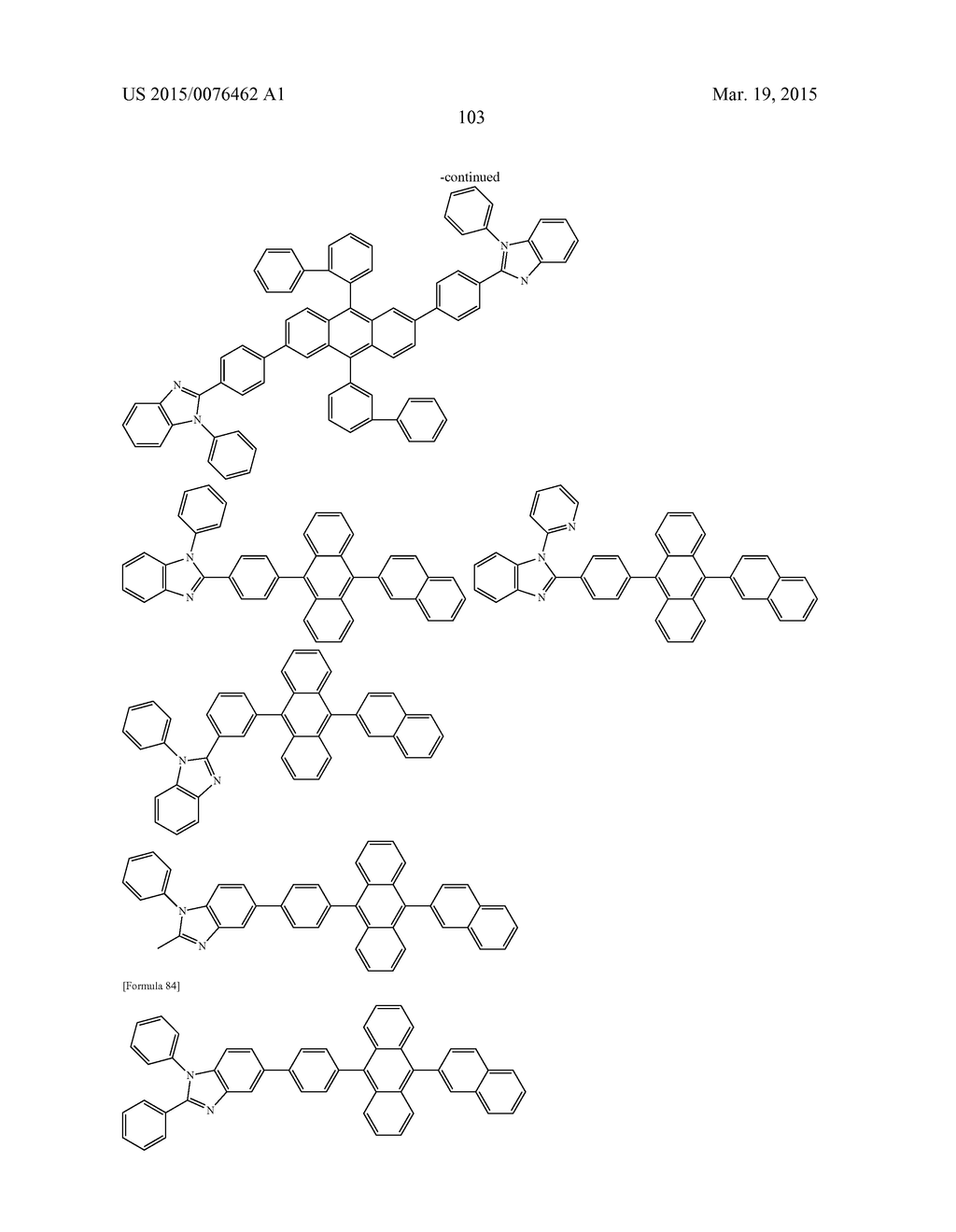 ORGANIC ELECTROLUMINESCENT ELEMENT, COMPOUND AND MATERIAL FOR ORGANIC     ELECTROLUMINESCENT ELEMENT, USED IN THE SAME, AND LIGHT EMITTING DEVICE,     DISPLAY DEVICE AND ILLUMINATION DEVICE, USING THE ELEMENT - diagram, schematic, and image 105