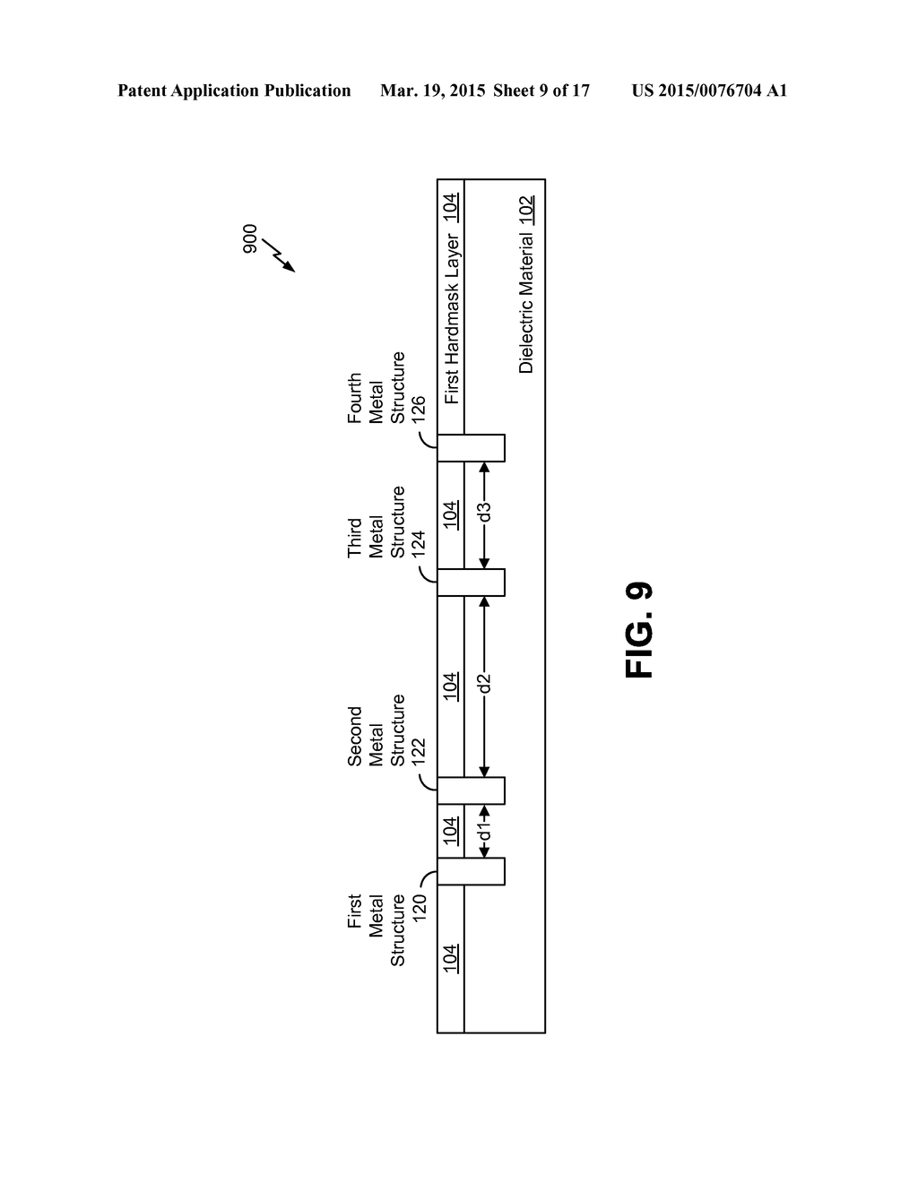 REVERSE SELF ALIGNED DOUBLE PATTERNING PROCESS FOR BACK END OF LINE     FABRICATION OF A SEMICONDUCTOR DEVICE - diagram, schematic, and image 10