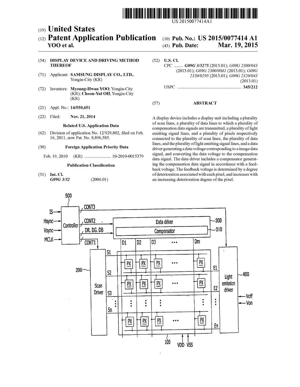 DISPLAY DEVICE AND DRIVING METHOD THEREOF - diagram, schematic, and image 01