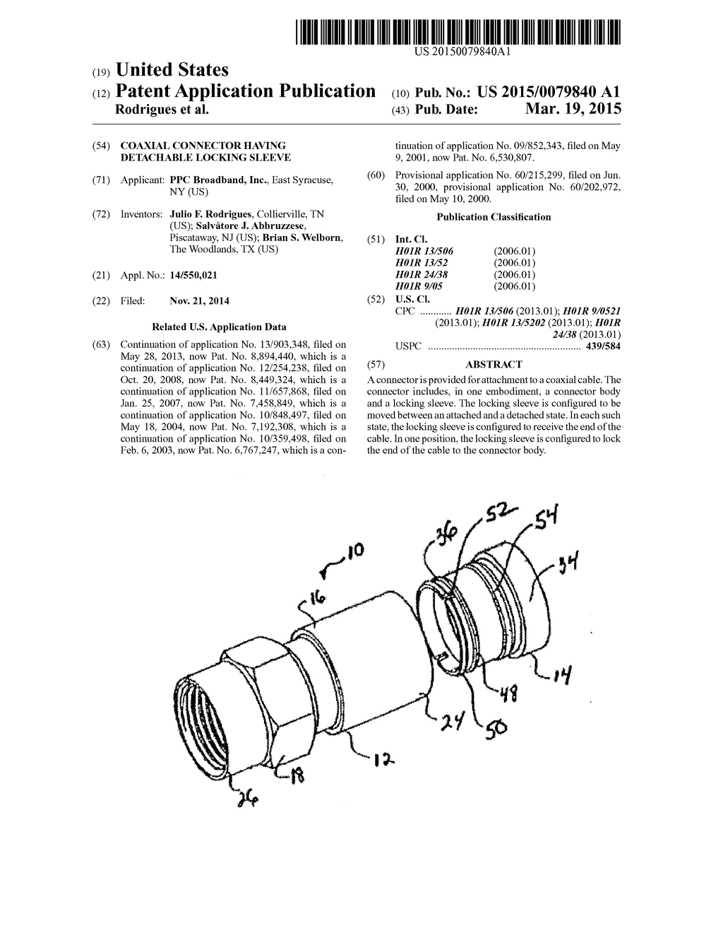 COAXIAL CONNECTOR HAVING DETACHABLE LOCKING SLEEVE - diagram, schematic, and image 01