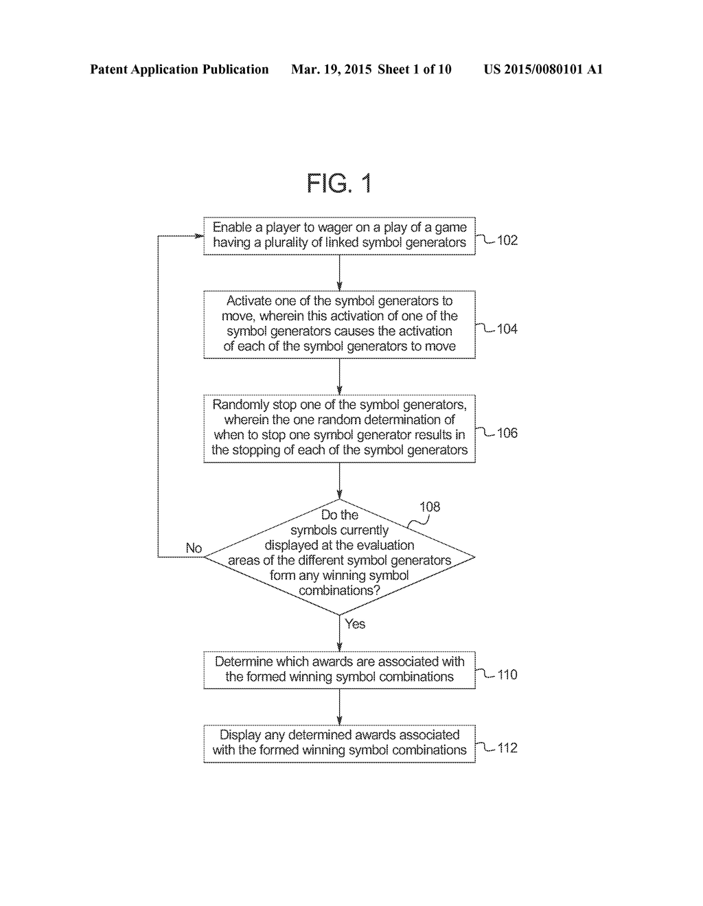 GAMING SYSTEM AND METHOD FOR PLAYING A GAME INCLUDING A PLURALITY OF     LINKED SYMBOL GENERATORS - diagram, schematic, and image 02