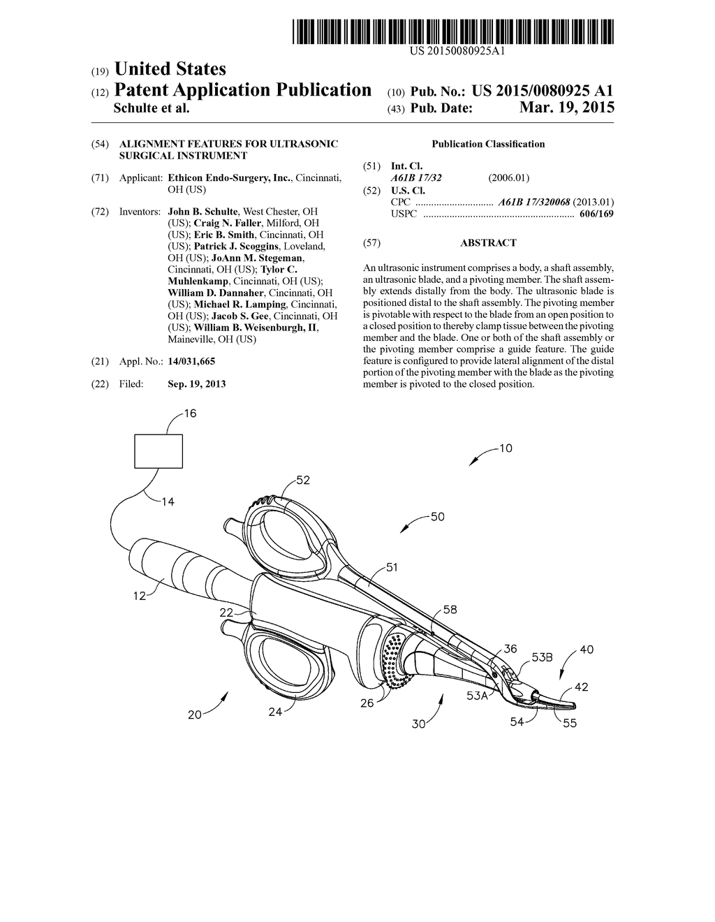 ALIGNMENT FEATURES FOR ULTRASONIC SURGICAL INSTRUMENT - diagram, schematic, and image 01