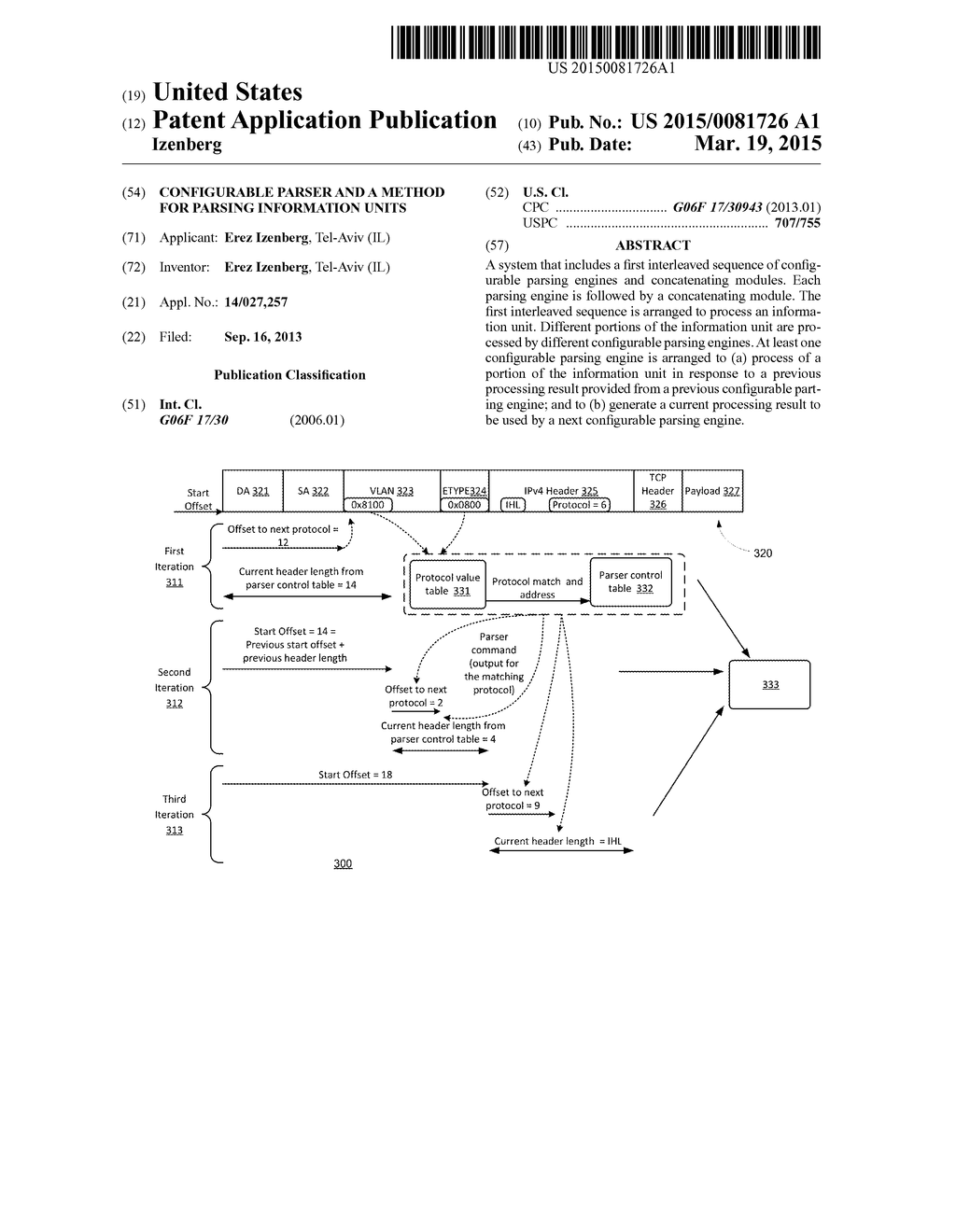 CONFIGURABLE PARSER AND A METHOD FOR PARSING INFORMATION UNITS - diagram, schematic, and image 01