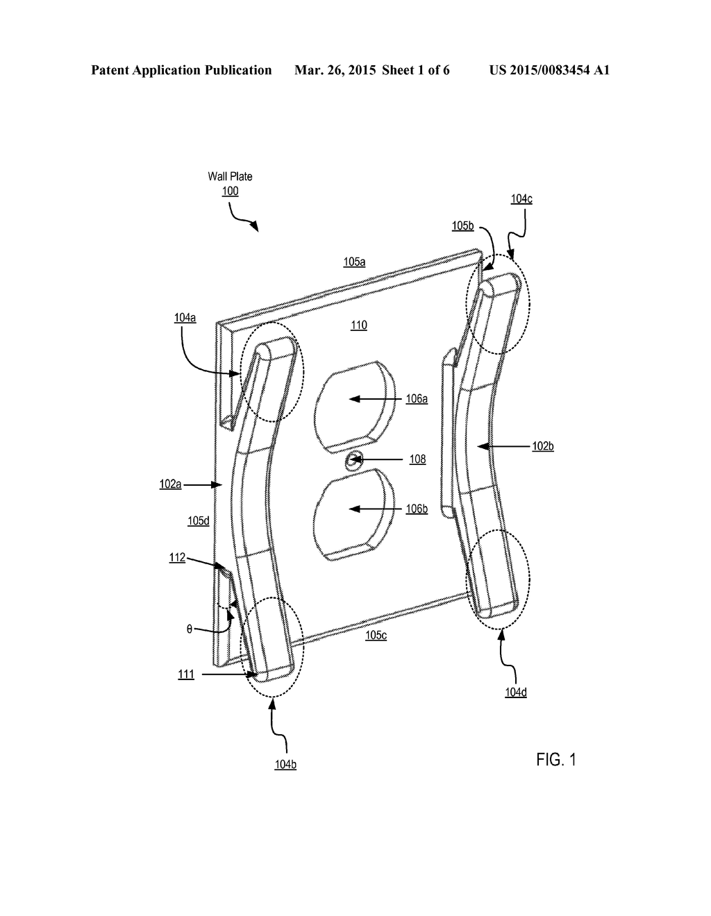 ELECTRICAL OUTLET WALL PLATE CONFIGURED FOR CABLE RETENTION - diagram, schematic, and image 02