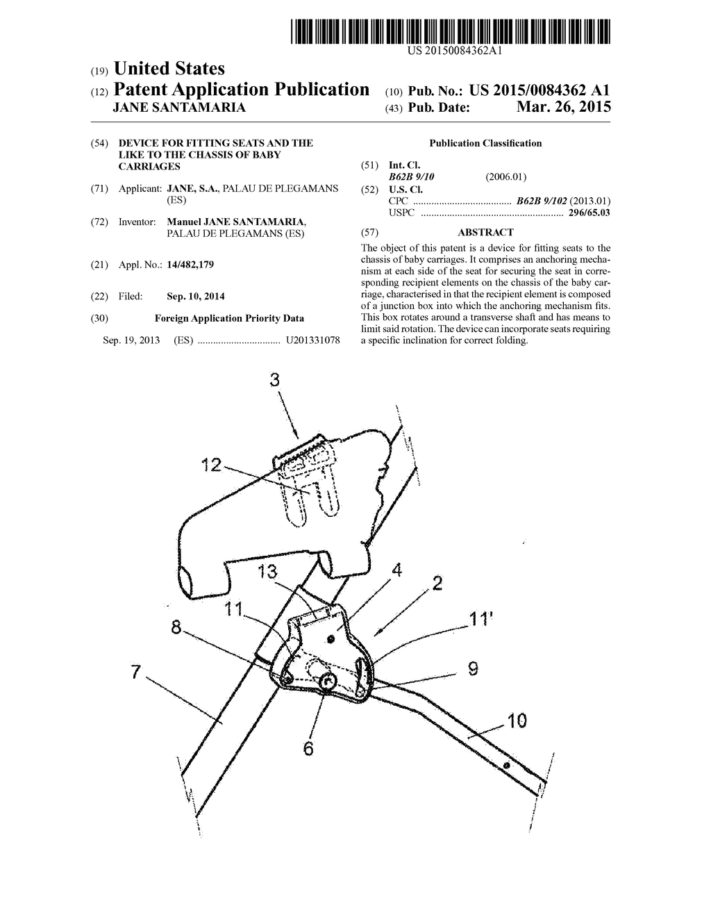 DEVICE FOR FITTING SEATS AND THE LIKE TO THE CHASSIS OF BABY CARRIAGES - diagram, schematic, and image 01