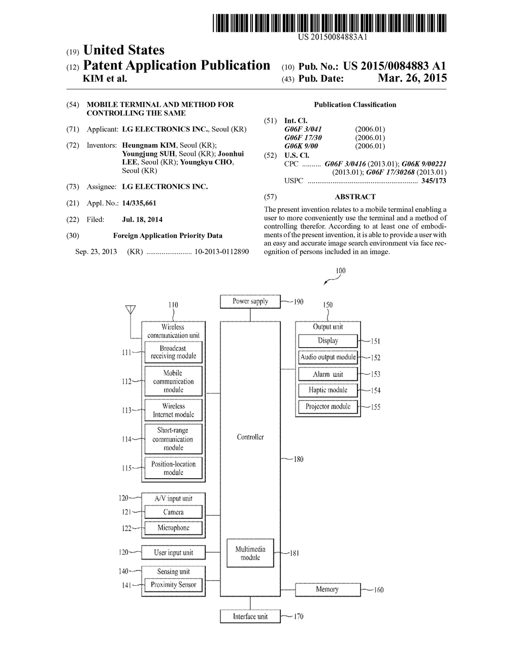 MOBILE TERMINAL AND METHOD FOR CONTROLLING THE SAME - diagram, schematic, and image 01