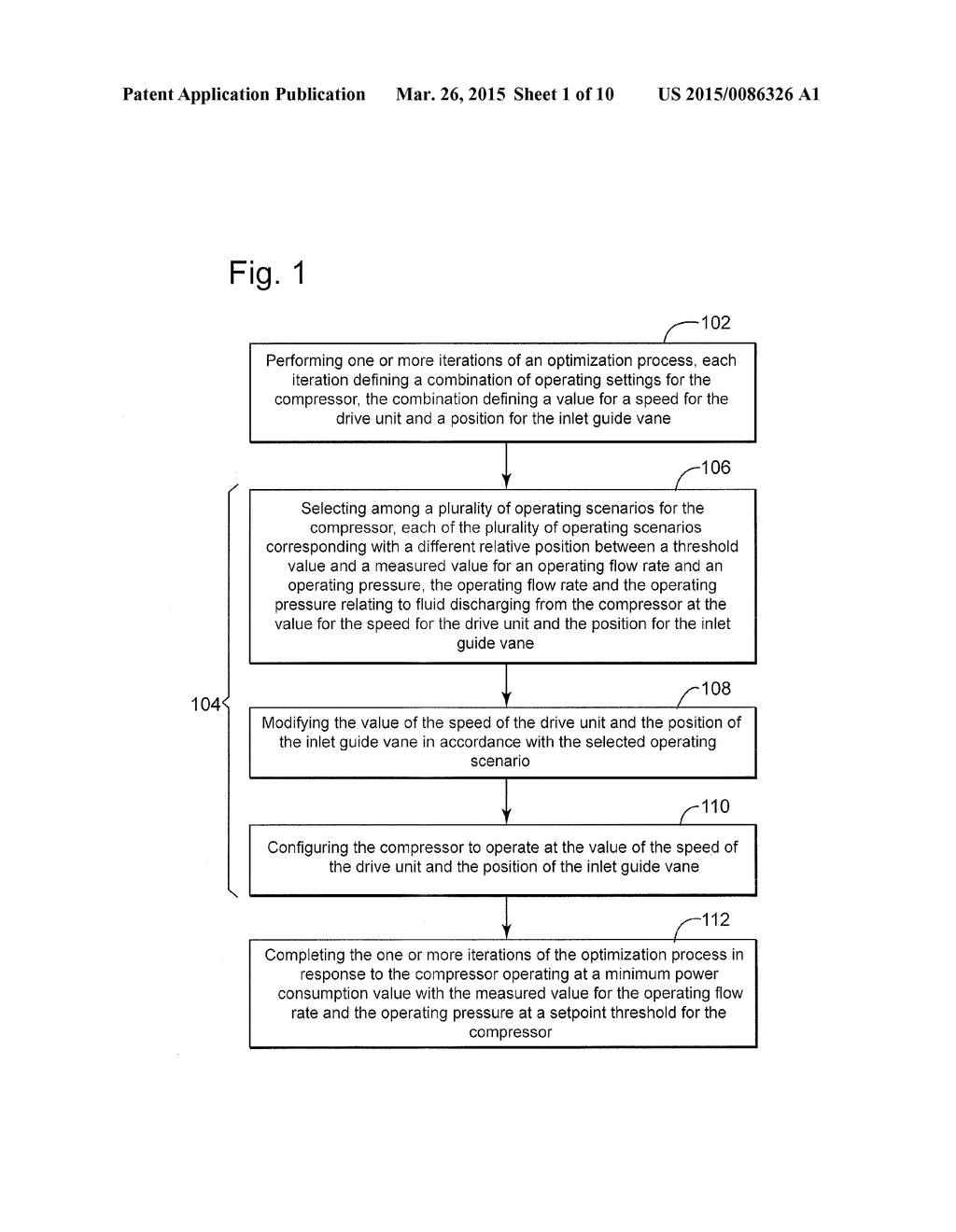 METHOD FOR OPTIMIZING PERFORMANCE OF A COMPRESSOR USING INLET GUIDE VANES     AND DRIVE SPEED AND IMPLEMENTATION THEREOF - diagram, schematic, and image 02