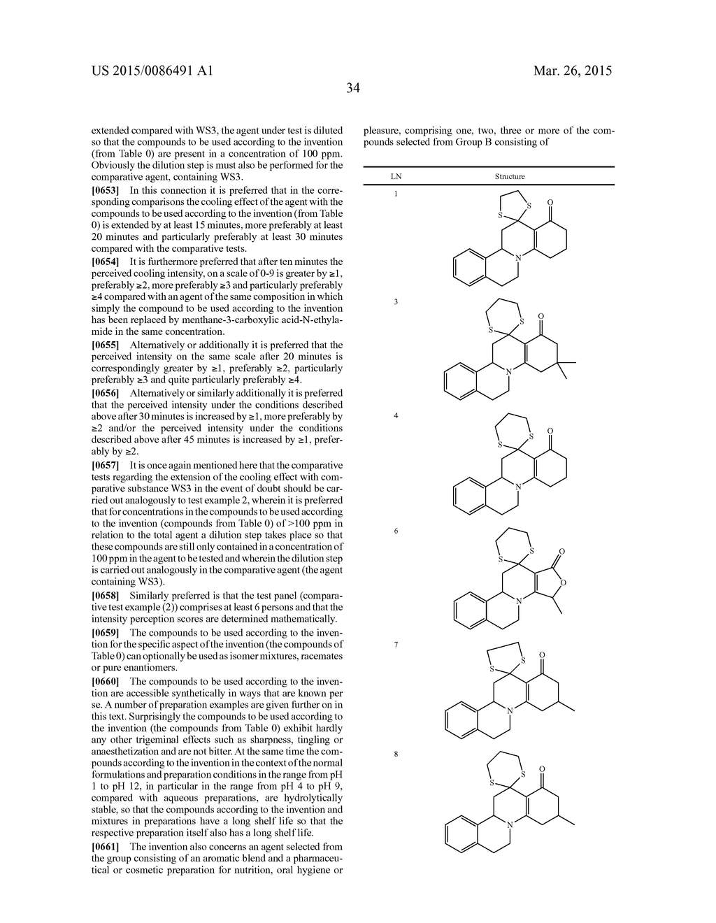 USE OF PHYSIOLOGICAL COOLING ACTIVE INGREDIENTS, AND AGENTS CONTAINING     SUCH ACTIVE INGREDIENTS - diagram, schematic, and image 39