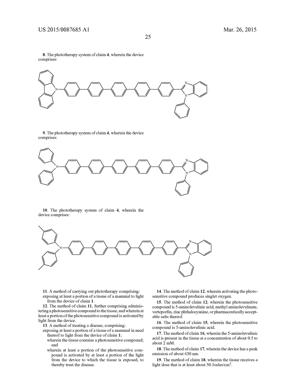 Phototherapy Devices and Methods Comprising Optionally Substituted     Quinquiesphenyl Compounds - diagram, schematic, and image 38