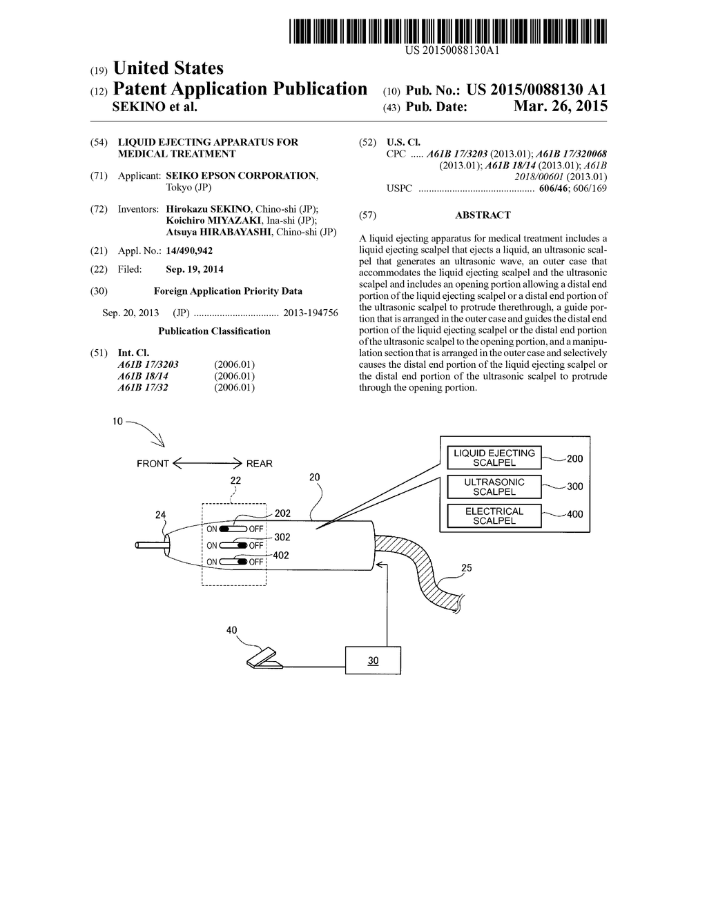 LIQUID EJECTING APPARATUS FOR MEDICAL TREATMENT - diagram, schematic, and image 01