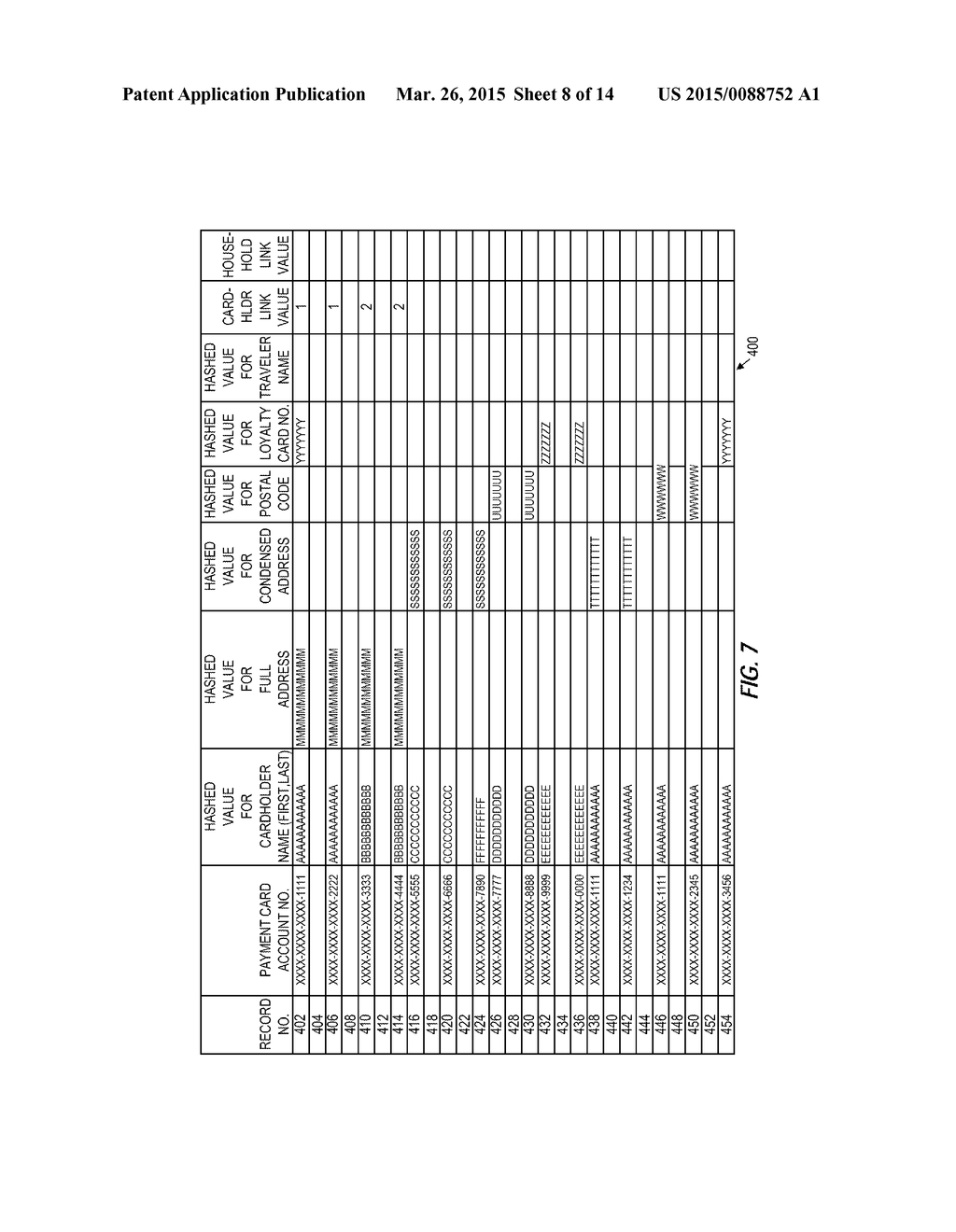 METHODS, APPARATUS, SYSTEMS AND COMPUTER READABLE MEDIUMS FOR ANONYMIZED     IDENTIFICATION OF PAYMENT CARD ACCOUNTS BELONGING TO A SAME ENTITY - diagram, schematic, and image 09