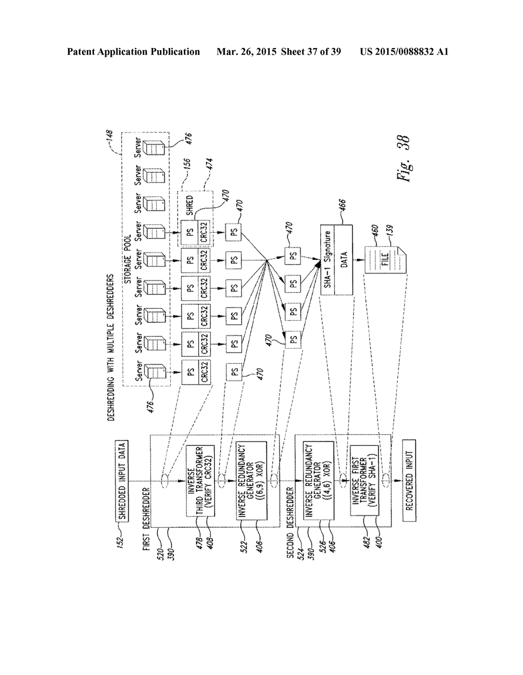 DATA STORAGE SYSTEM AND METHOD BY SHREDDING AND DESHREDDING - diagram, schematic, and image 38