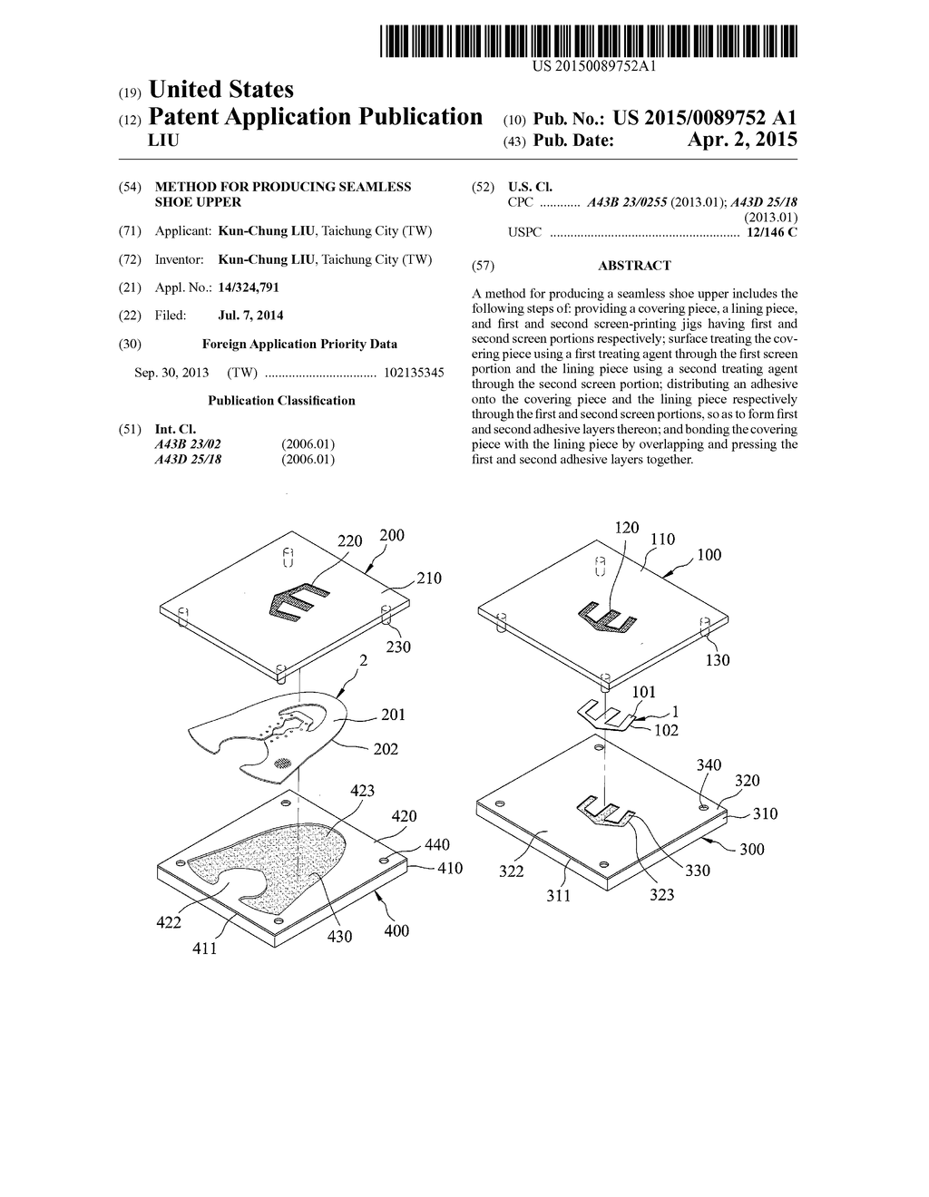 METHOD FOR PRODUCING SEAMLESS SHOE UPPER - diagram, schematic, and image 01