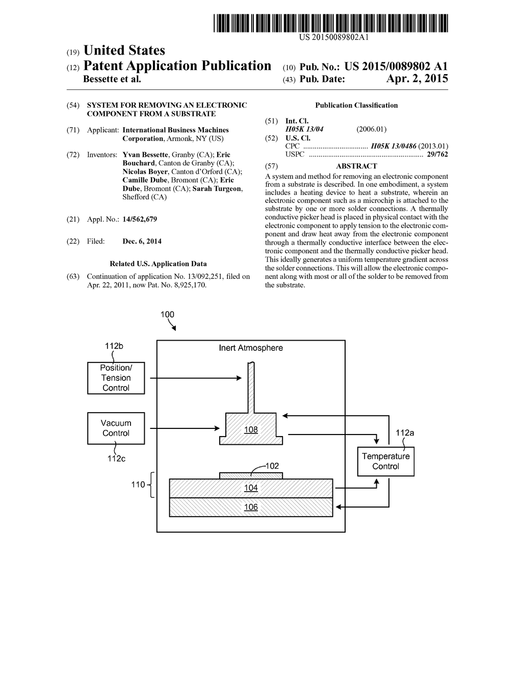 SYSTEM FOR REMOVING AN ELECTRONIC COMPONENT FROM A SUBSTRATE - diagram, schematic, and image 01