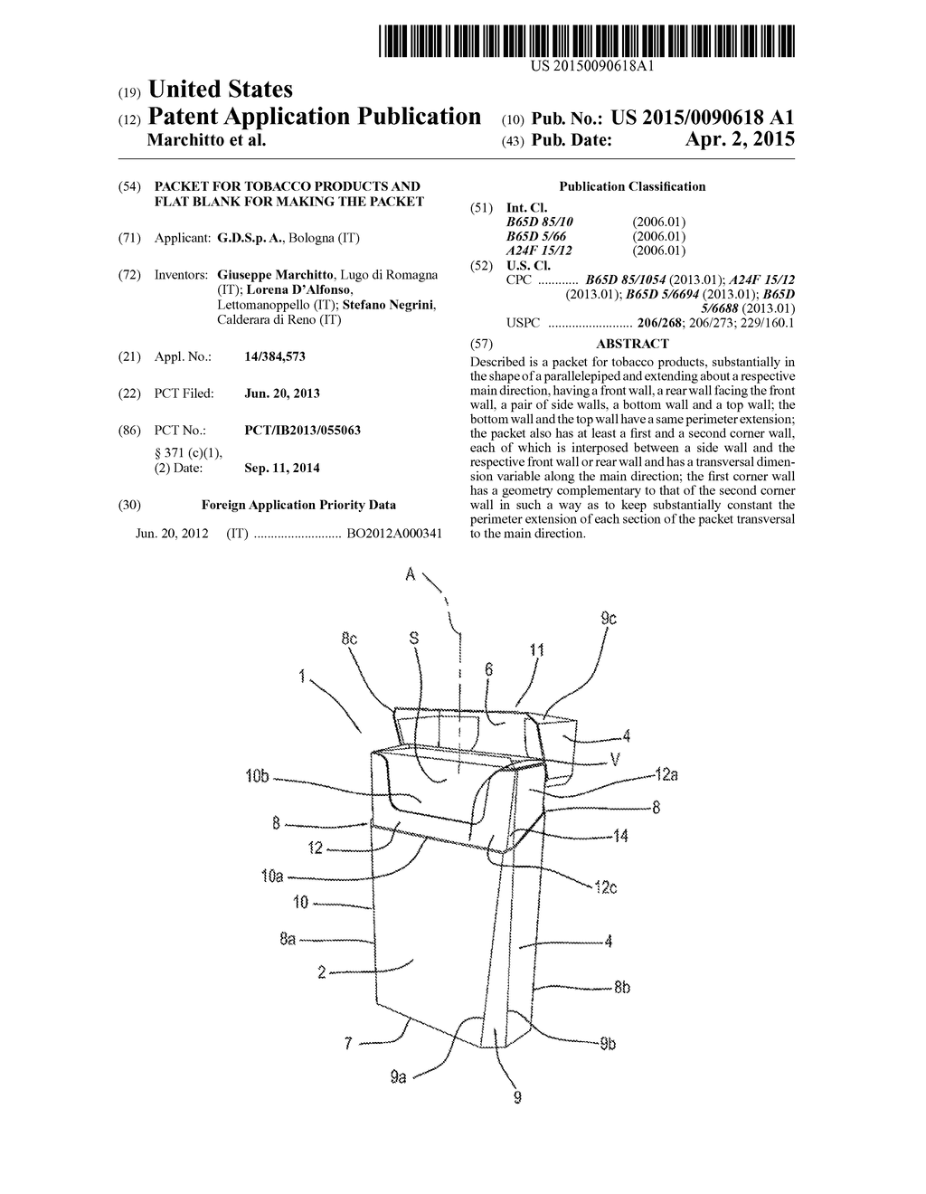 PACKET FOR TOBACCO PRODUCTS AND FLAT BLANK FOR MAKING THE PACKET - diagram, schematic, and image 01