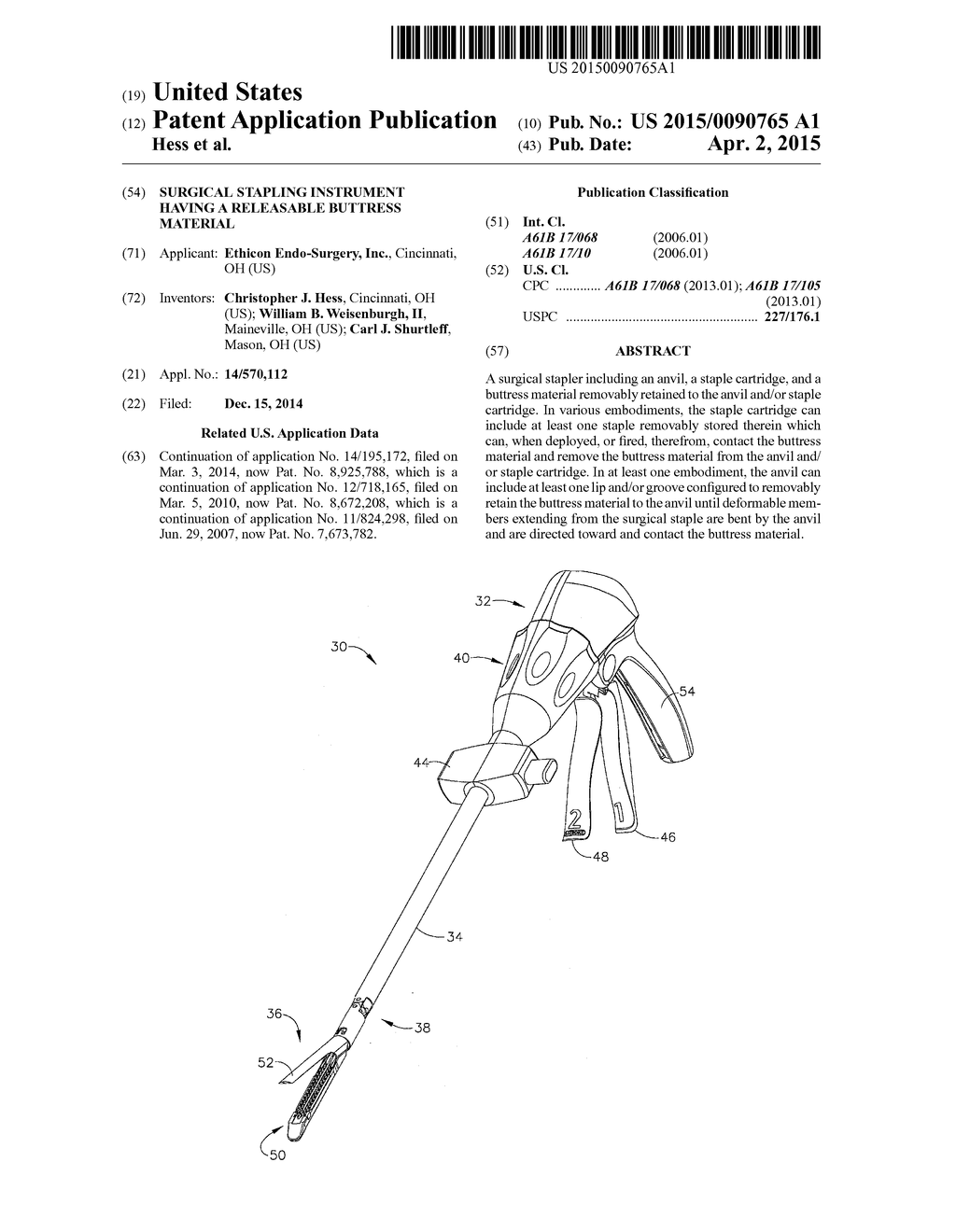 SURGICAL STAPLING INSTRUMENT HAVING A RELEASABLE BUTTRESS MATERIAL - diagram, schematic, and image 01