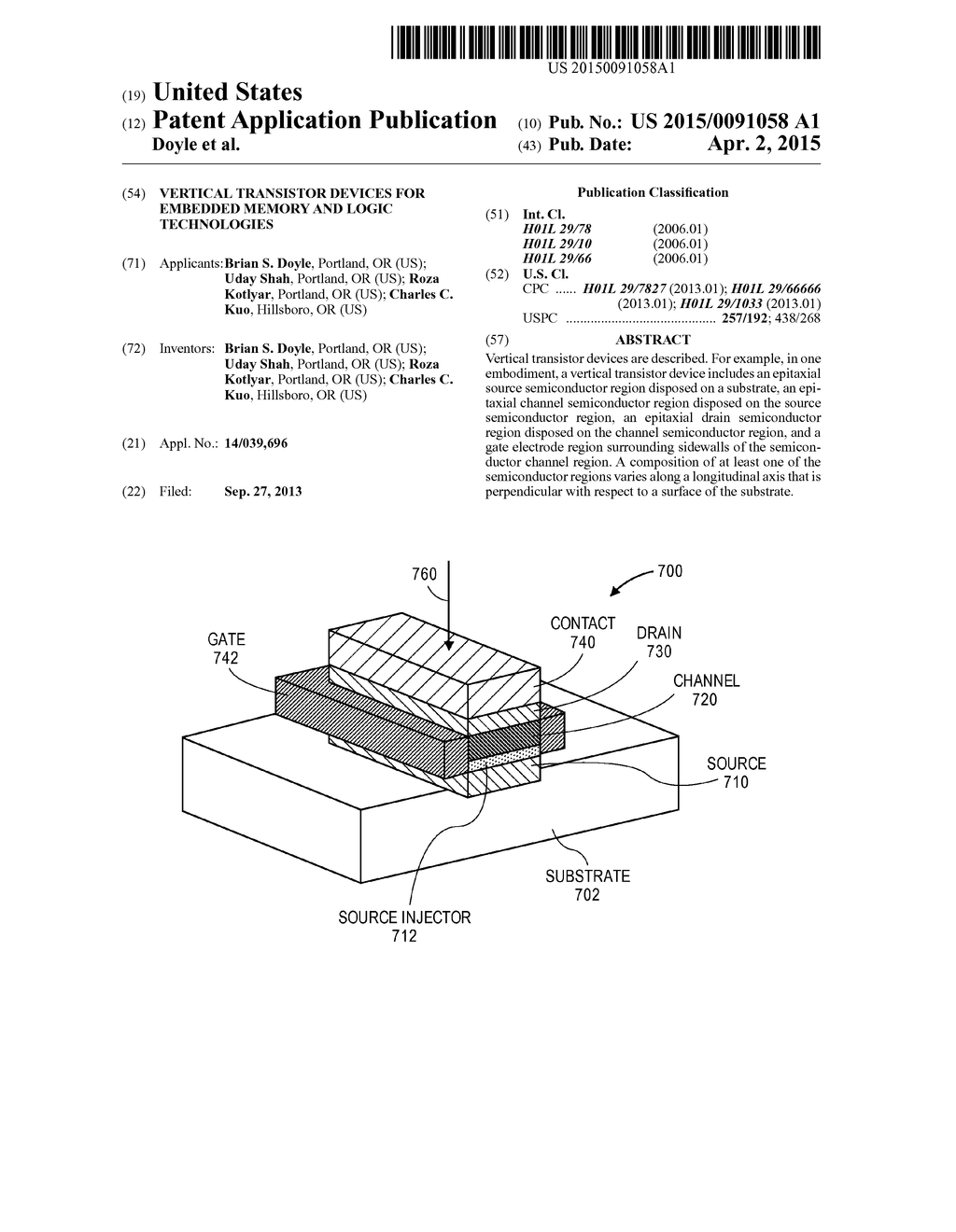 VERTICAL TRANSISTOR DEVICES FOR EMBEDDED MEMORY AND LOGIC TECHNOLOGIES - diagram, schematic, and image 01