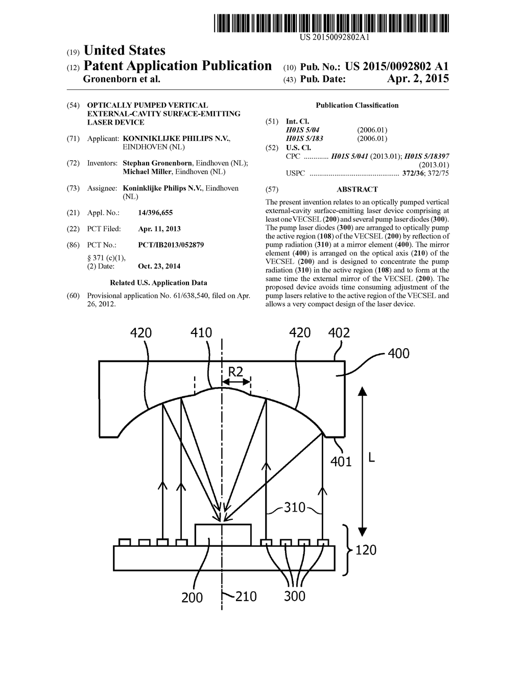 OPTICALLY PUMPED VERTICAL EXTERNAL-CAVITY SURFACE-EMITTING LASER DEVICE - diagram, schematic, and image 01