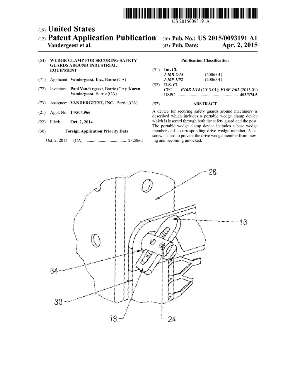 WEDGE CLAMP FOR SECURING SAFETY GUARDS AROUND INDUSTRIAL EQUIPMENT - diagram, schematic, and image 01