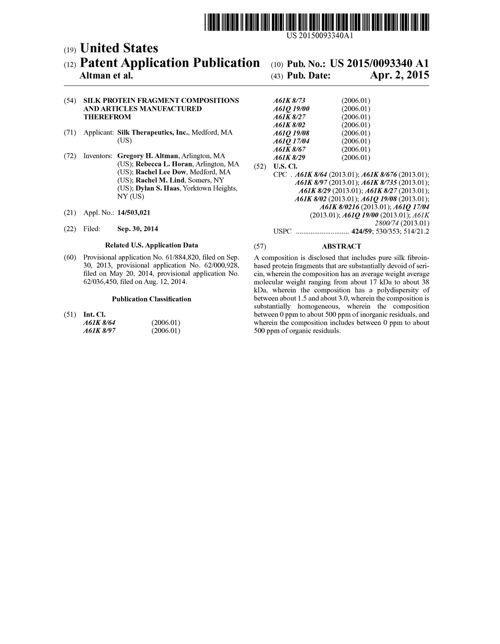 SILK PROTEIN FRAGMENT COMPOSITIONS AND ARTICLES MANUFACTURED THEREFROM - diagram, schematic, and image 01