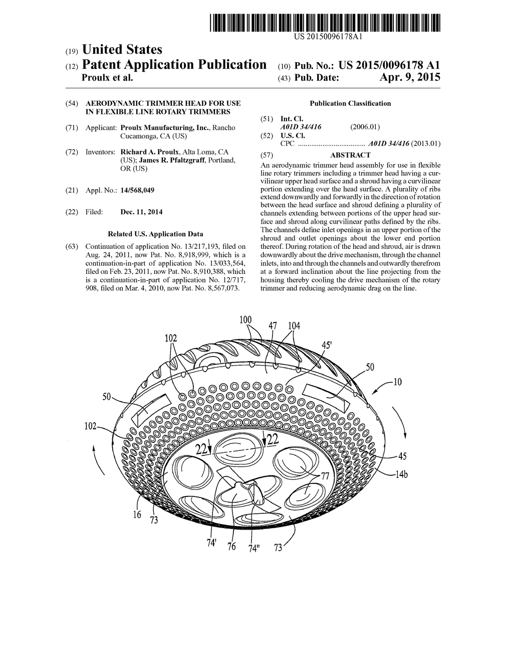 Aerodynamic Trimmer Head For Use In Flexible Line Rotary Trimmers - diagram, schematic, and image 01