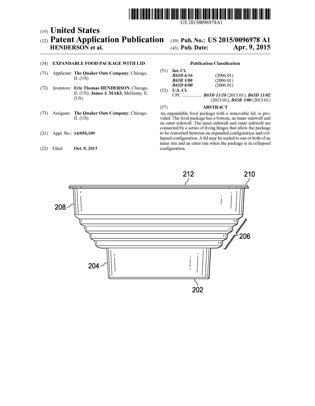 EXPANDABLE FOOD PACKAGE WITH LID - diagram, schematic, and image 01