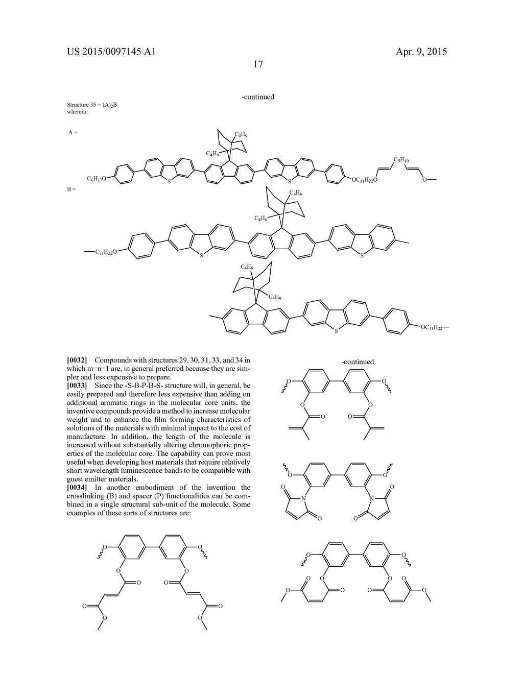 OLIGOMERIC ORGANIC LIGHT EMITTING DIODE (OLED) MATERIALS CONTAINING     MULTIPLE CROSSLINKING FUNCTIONS - diagram, schematic, and image 18