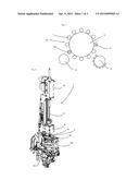 Blow molding machine with blow molding piston with obliquely arranged     connecting lines diagram and image