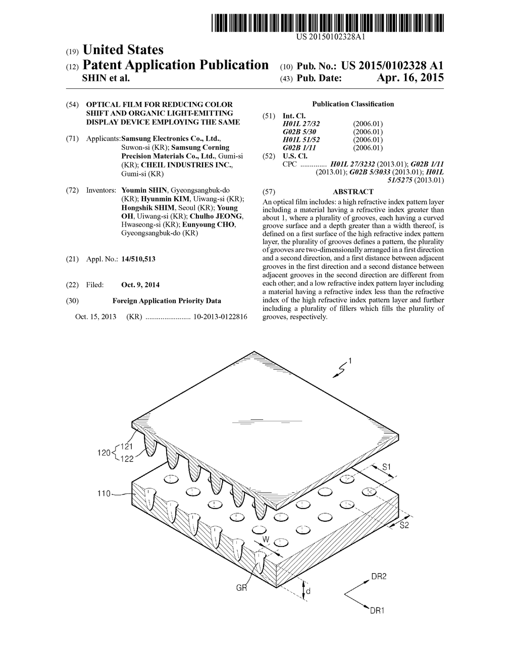 OPTICAL FILM FOR REDUCING COLOR SHIFT AND ORGANIC LIGHT-EMITTING DISPLAY     DEVICE EMPLOYING THE SAME - diagram, schematic, and image 01