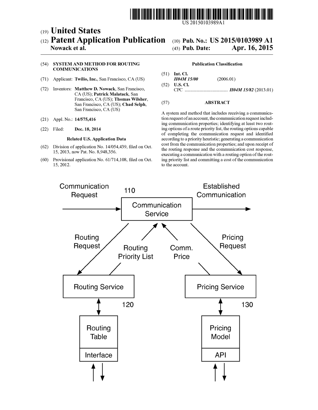 SYSTEM AND METHOD FOR ROUTING COMMUNICATIONS - diagram, schematic, and image 01