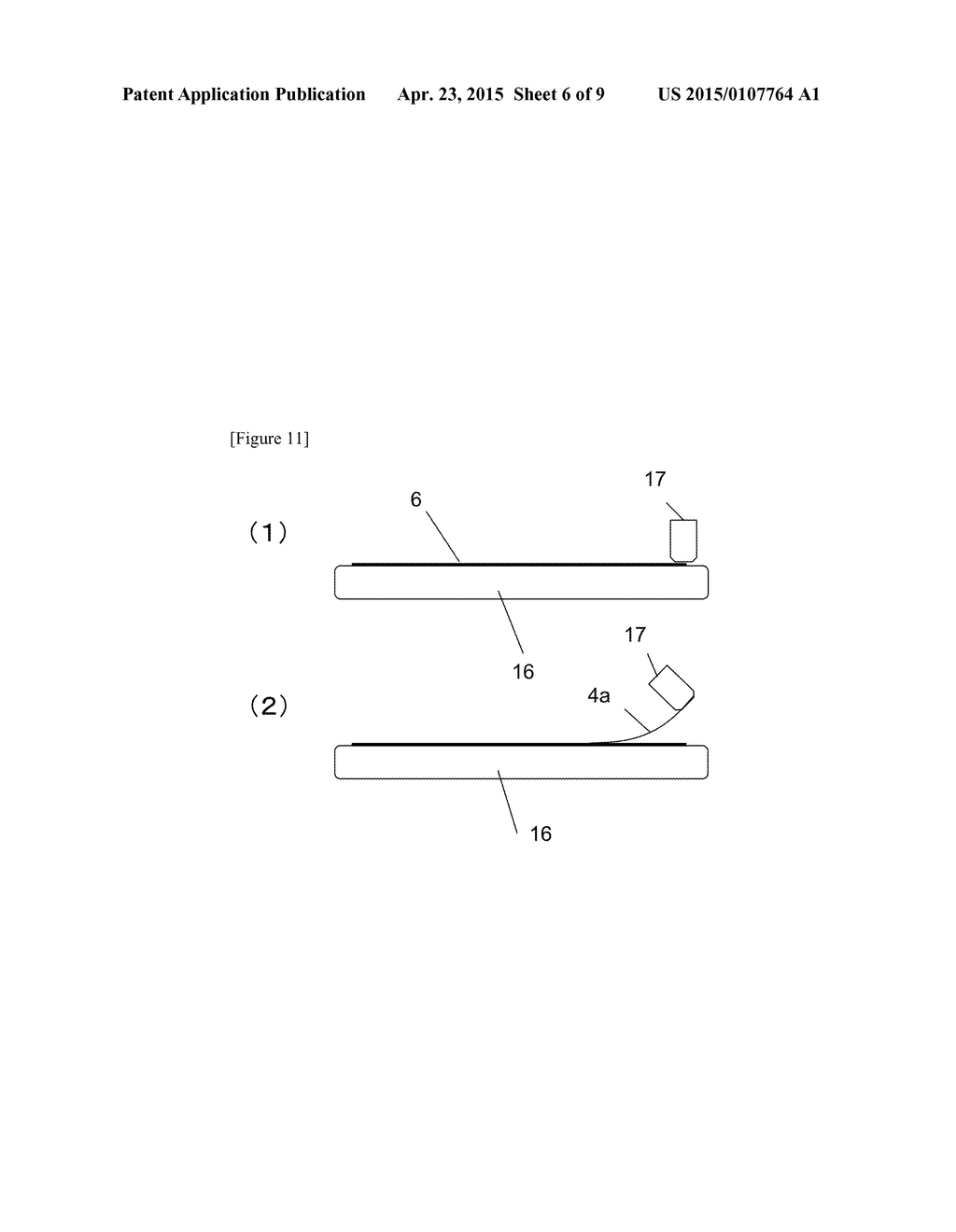 PROCESS FOR PRODUCING ADHESIVE SHEET HAVING SINGULATED ADHESIVE LAYER,     PROCESS FOR PRODUCING WIRING SUBSTRATE USING THE ADHESIVE SHEET, METHOD     OF MANUFACTURING SEMICONDUCTOR EQUIPMENT, AND EQUIPMENT FOR PRODUCING     ADHESIVE SHEET - diagram, schematic, and image 07