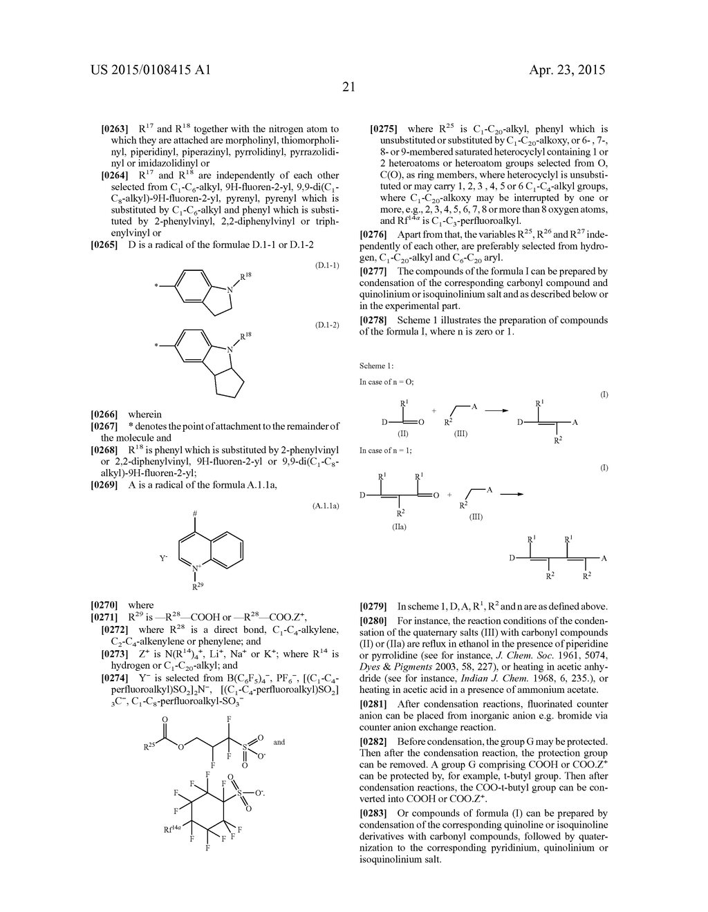 QUINOLINIUM DYES WITH FLUORINATED COUNTER ANION FOR DYE SENSITIZED SOLAR     CELLS - diagram, schematic, and image 22