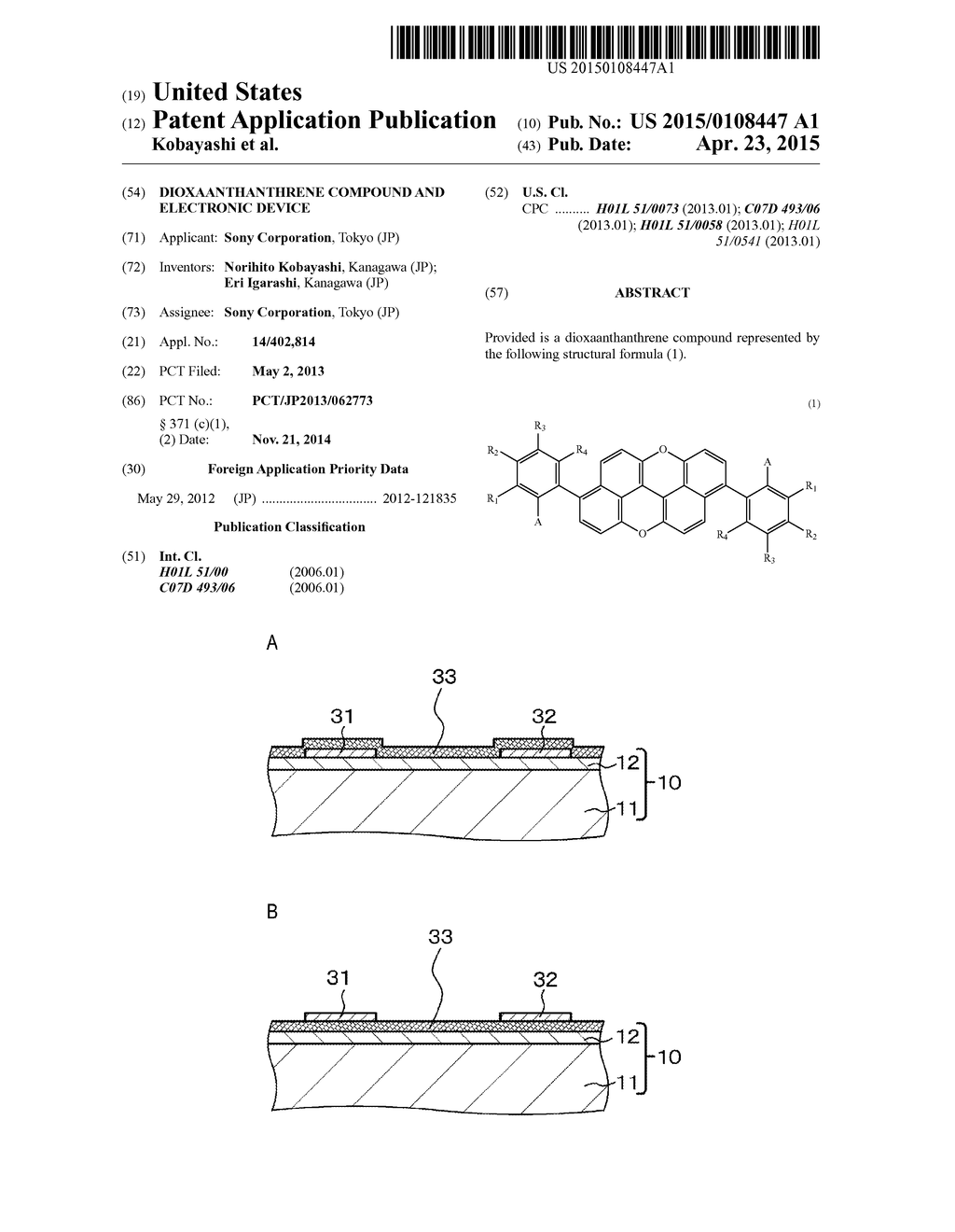 DIOXAANTHANTHRENE COMPOUND AND ELECTRONIC DEVICE - diagram, schematic, and image 01