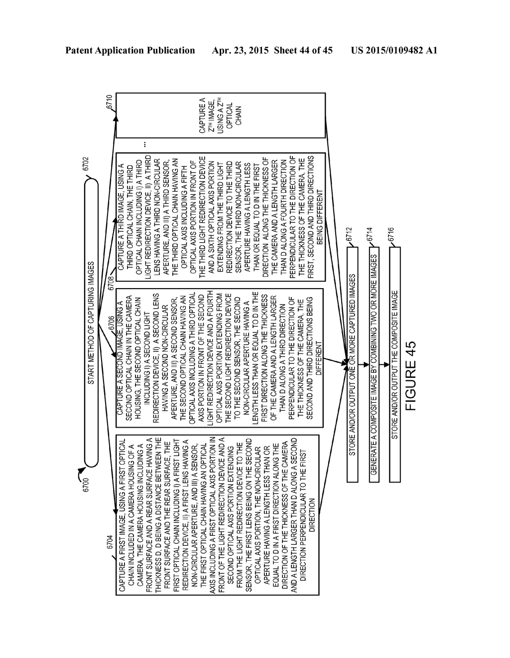 METHODS AND APPARATUS FOR CAPTURING IMAGES USING OPTICAL CHAINS AND/OR FOR     USING CAPTURED IMAGES - diagram, schematic, and image 45