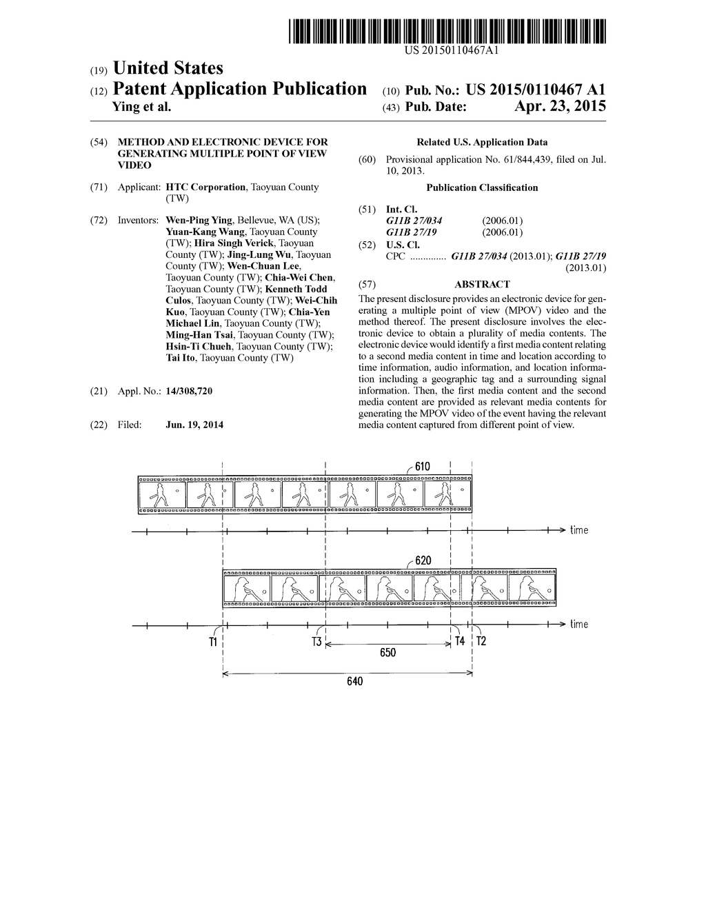 METHOD AND ELECTRONIC DEVICE FOR GENERATING MULTIPLE POINT OF VIEW VIDEO - diagram, schematic, and image 01