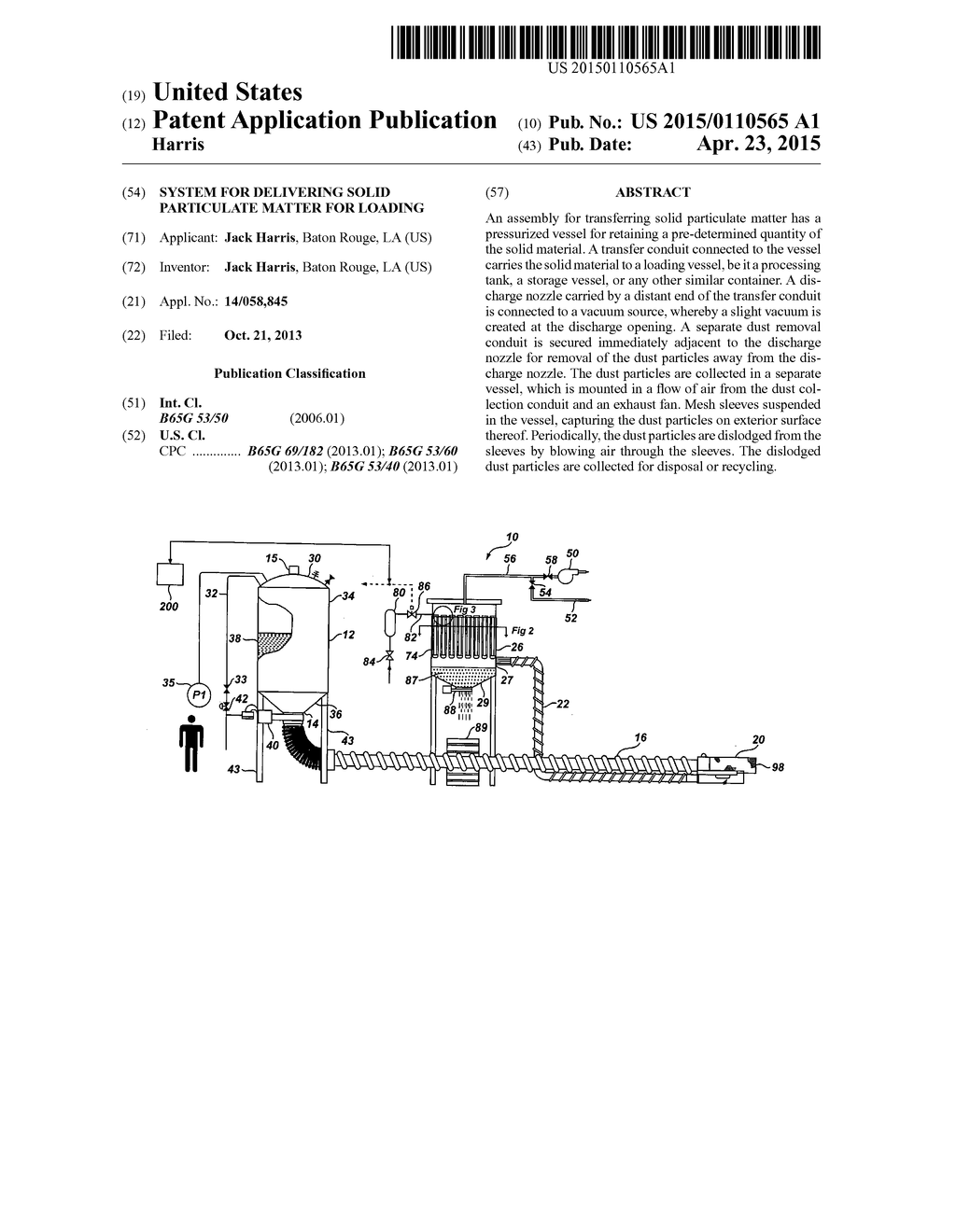 SYSTEM FOR DELIVERING SOLID PARTICULATE MATTER FOR LOADING - diagram, schematic, and image 01