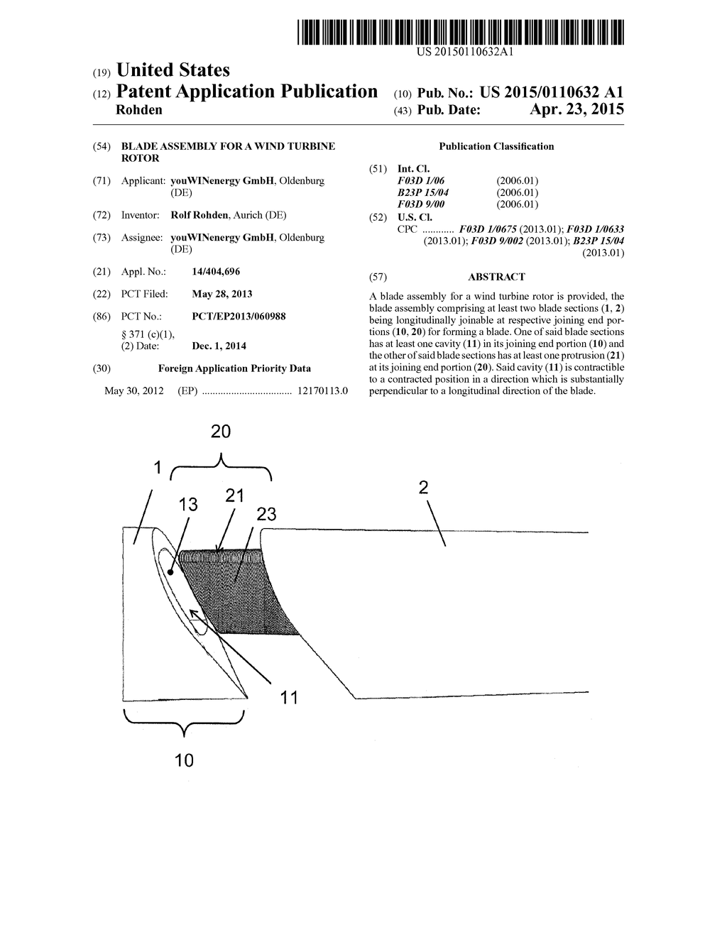 BLADE ASSEMBLY FOR A WIND TURBINE ROTOR - diagram, schematic, and image 01