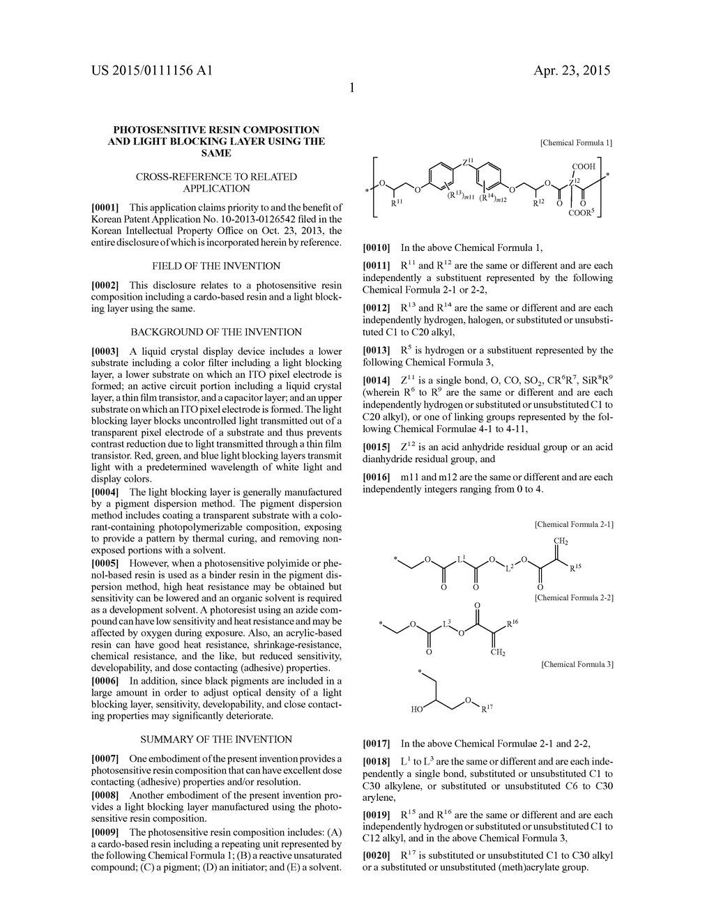 Photosensitive Resin Composition and Light Blocking Layer Using the Same - diagram, schematic, and image 02