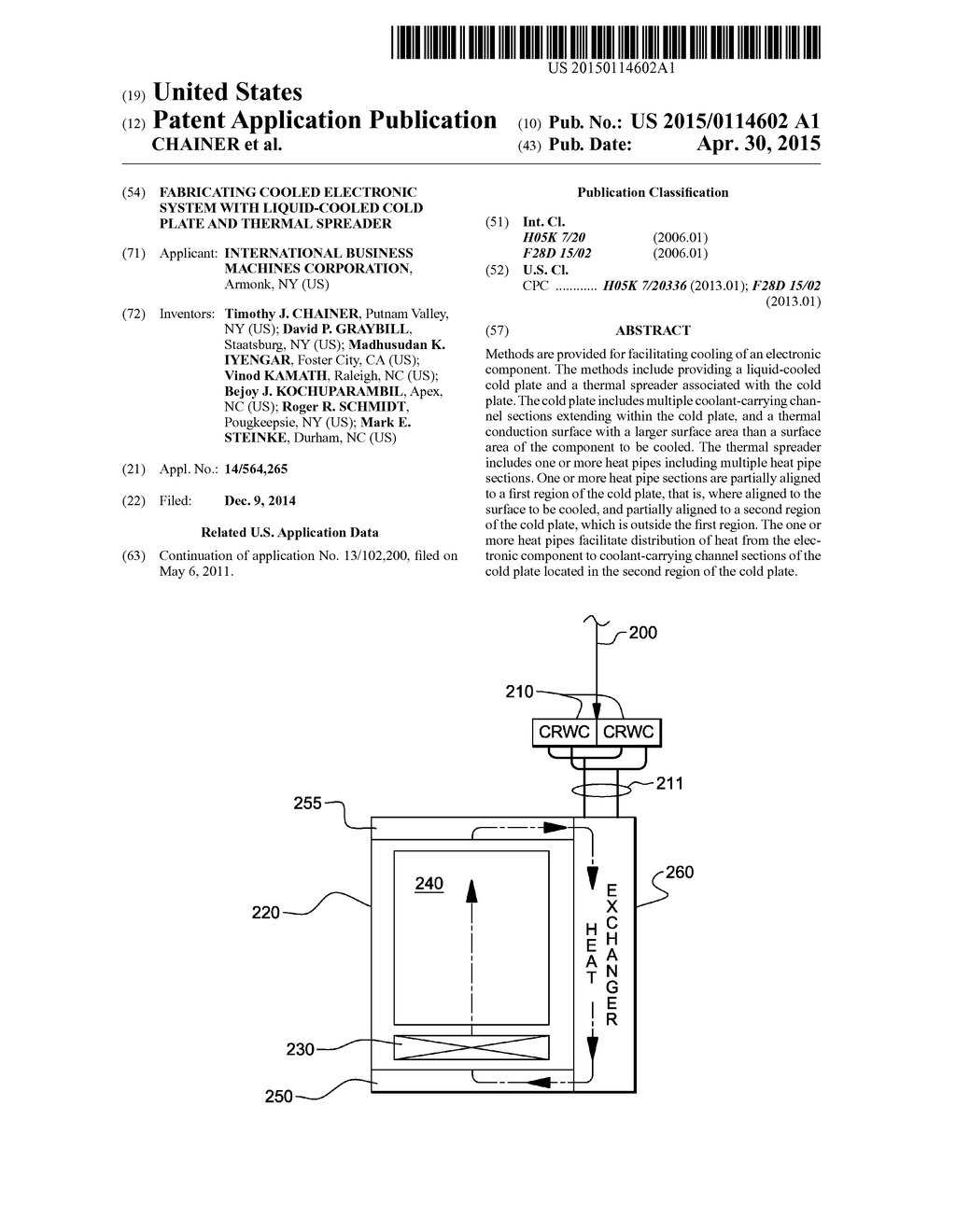 FABRICATING COOLED ELECTRONIC SYSTEM WITH LIQUID-COOLED COLD PLATE AND     THERMAL SPREADER - diagram, schematic, and image 01