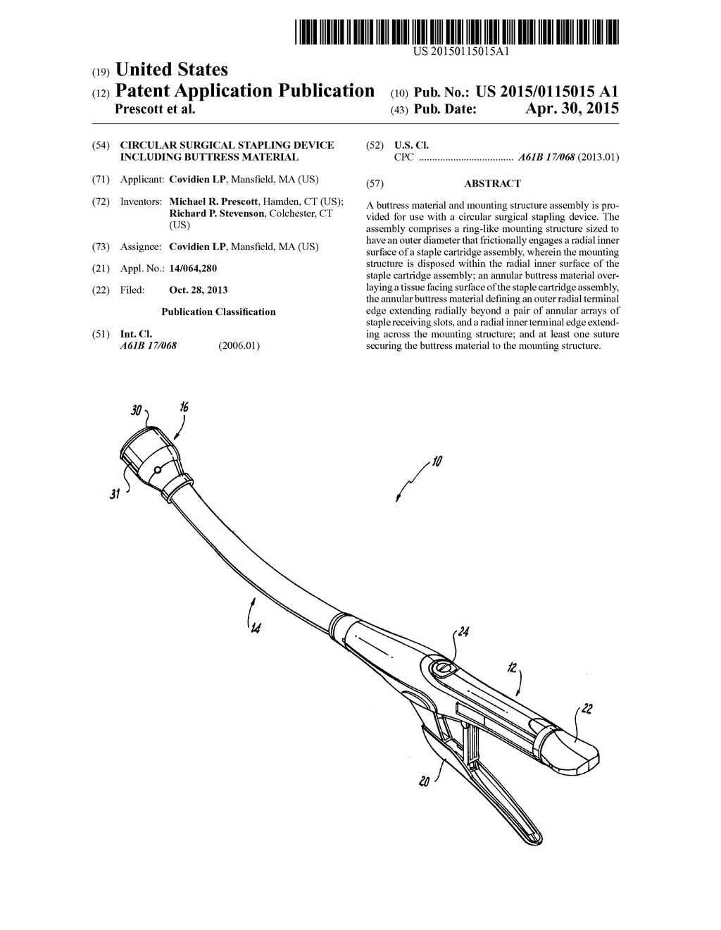 CIRCULAR SURGICAL STAPLING DEVICE INCLUDING BUTTRESS MATERIAL - diagram, schematic, and image 01