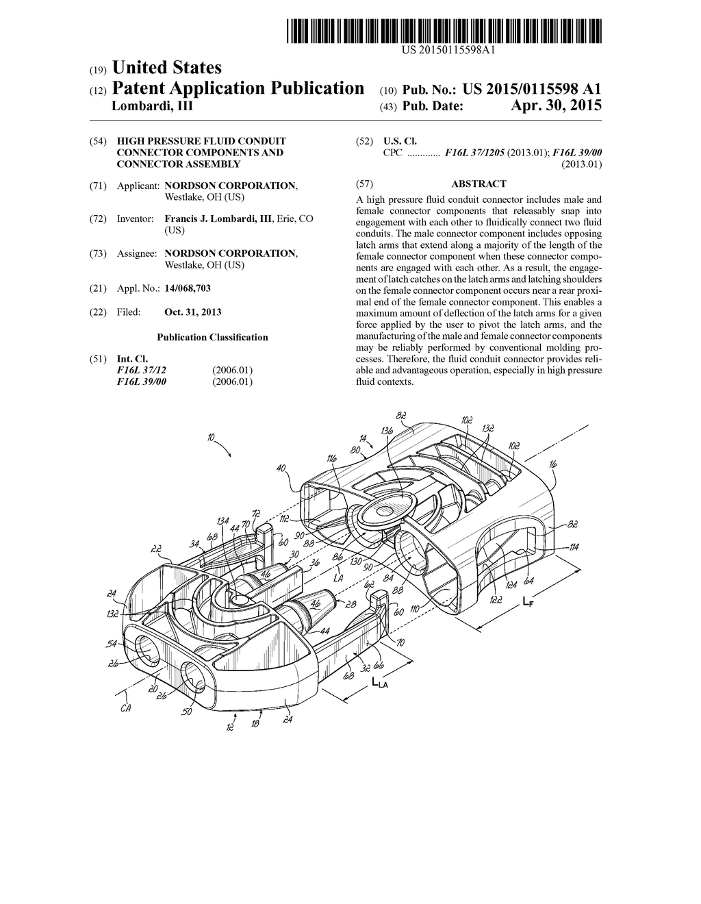 HIGH PRESSURE FLUID CONDUIT CONNECTOR COMPONENTS AND CONNECTOR ASSEMBLY - diagram, schematic, and image 01